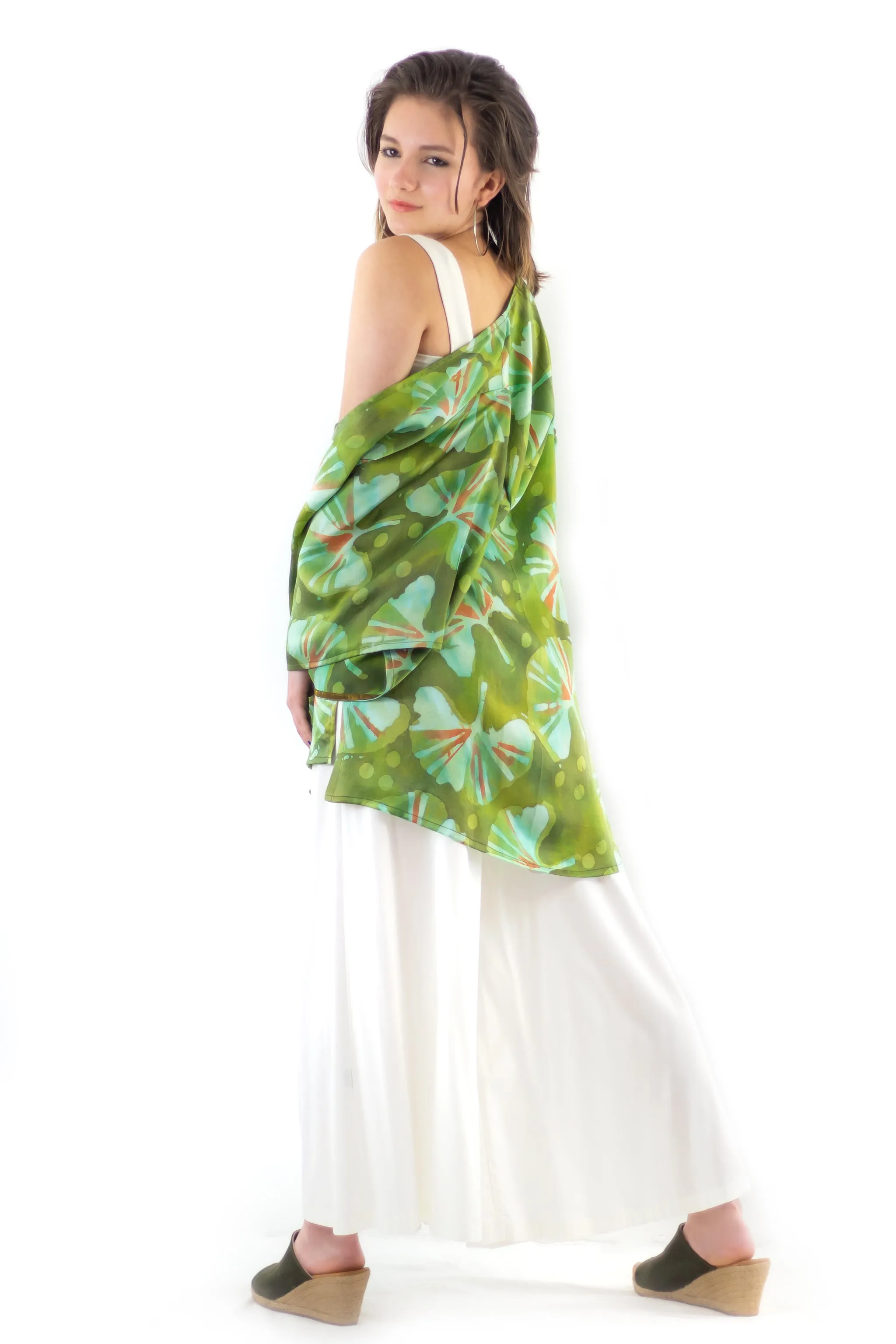 Hand Painted Short Silk Kimono 6669S - Ginkgo Garden