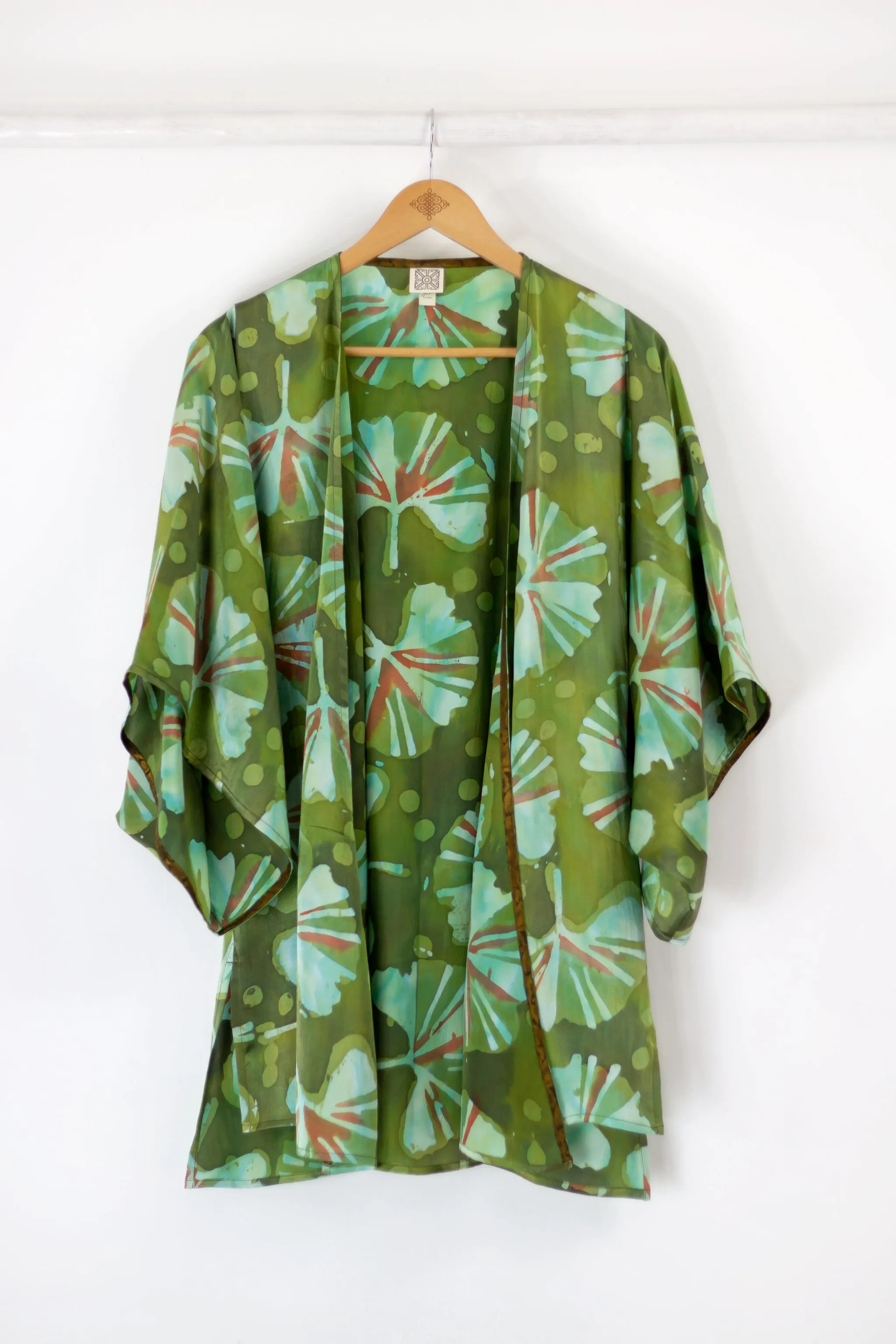 Hand Painted Short Silk Kimono 6669S - Ginkgo Garden