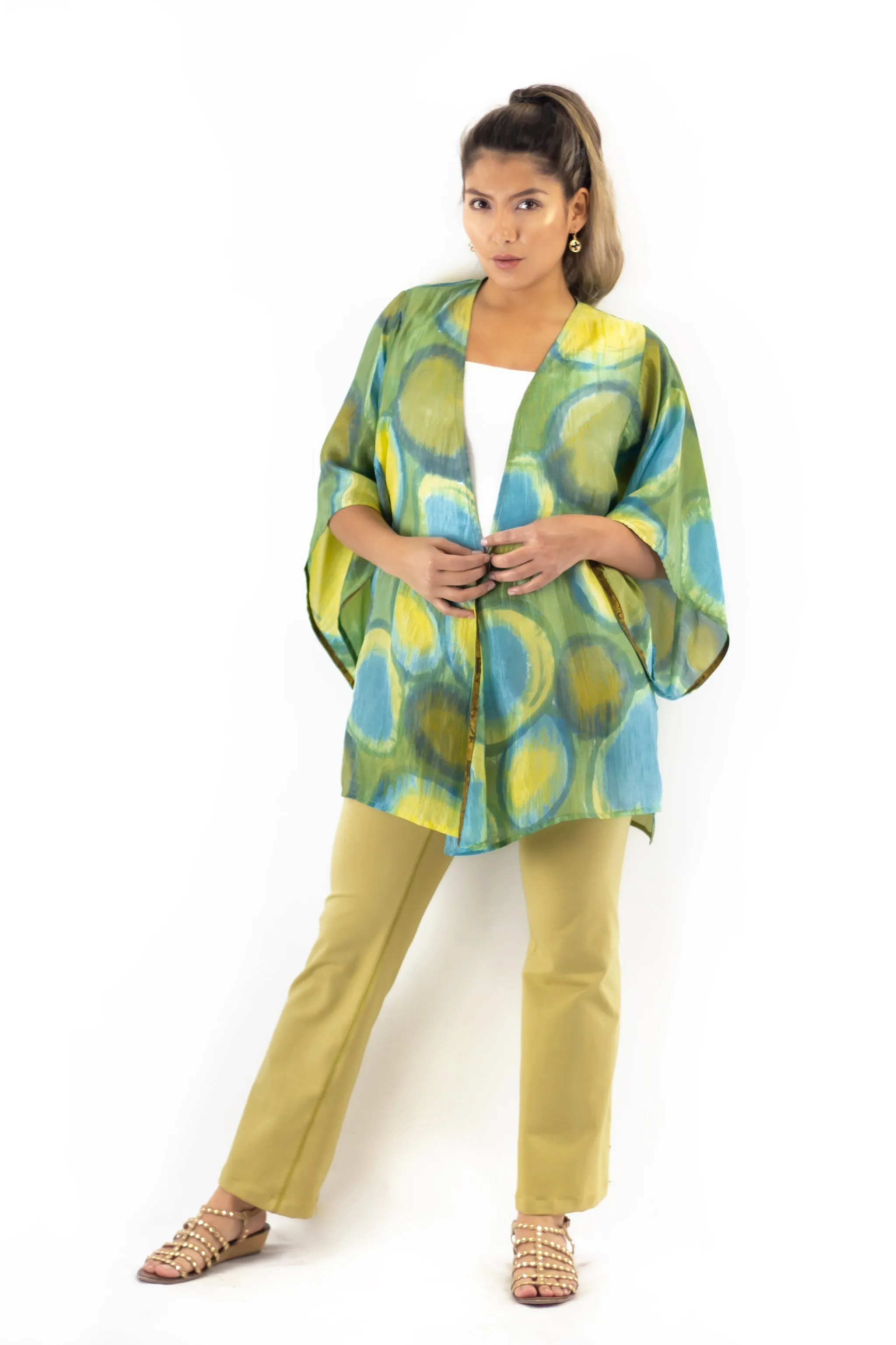 Hand Painted Short Silk Kimono 6669S - Olio