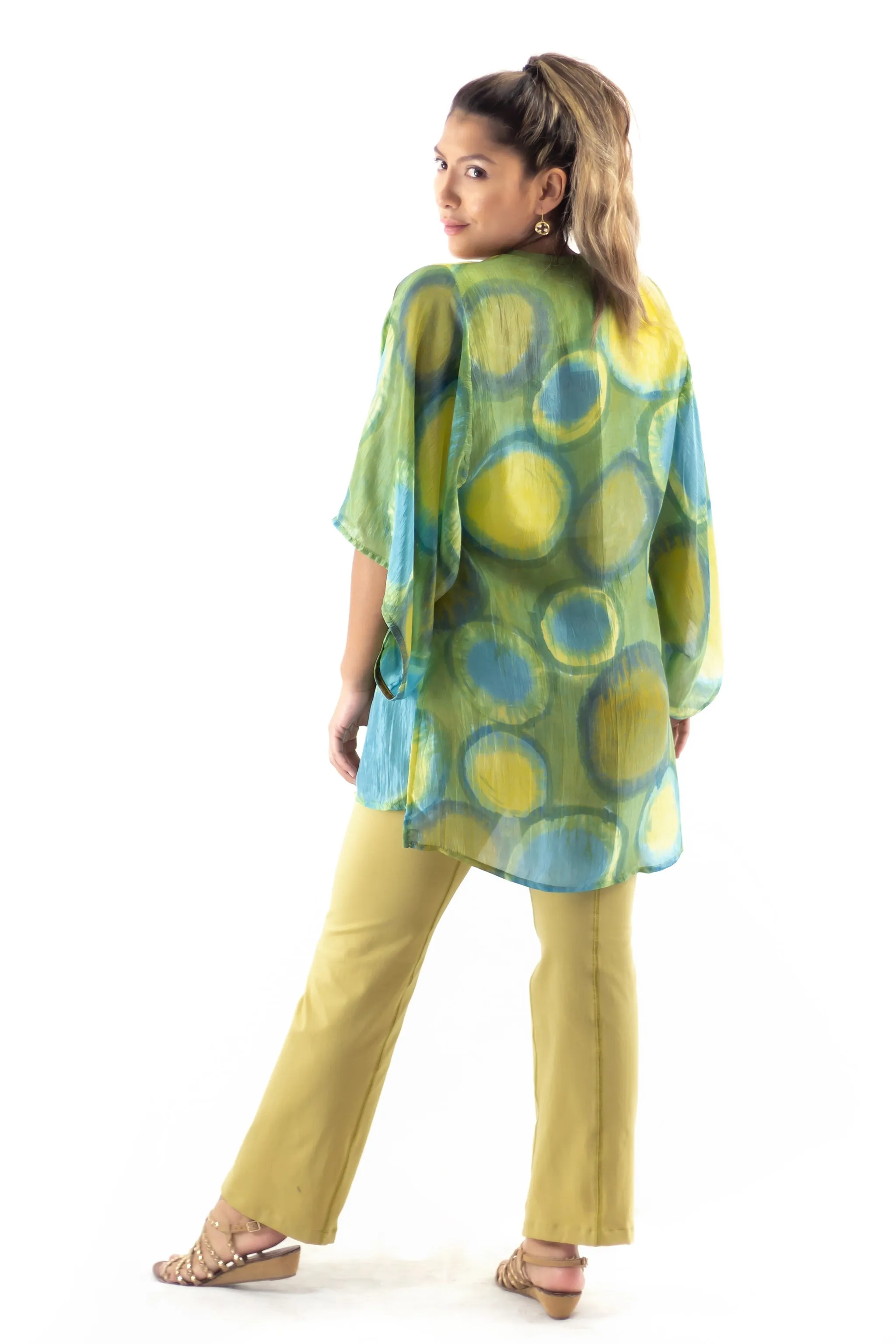 Hand Painted Short Silk Kimono 6669S - Olio