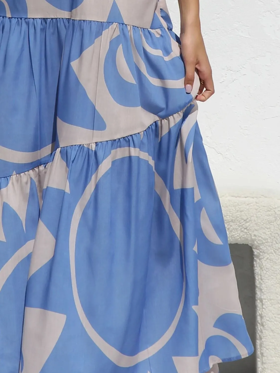 Hazel Blues® |  Printed Square Neck Wide Strap Maxi Dress