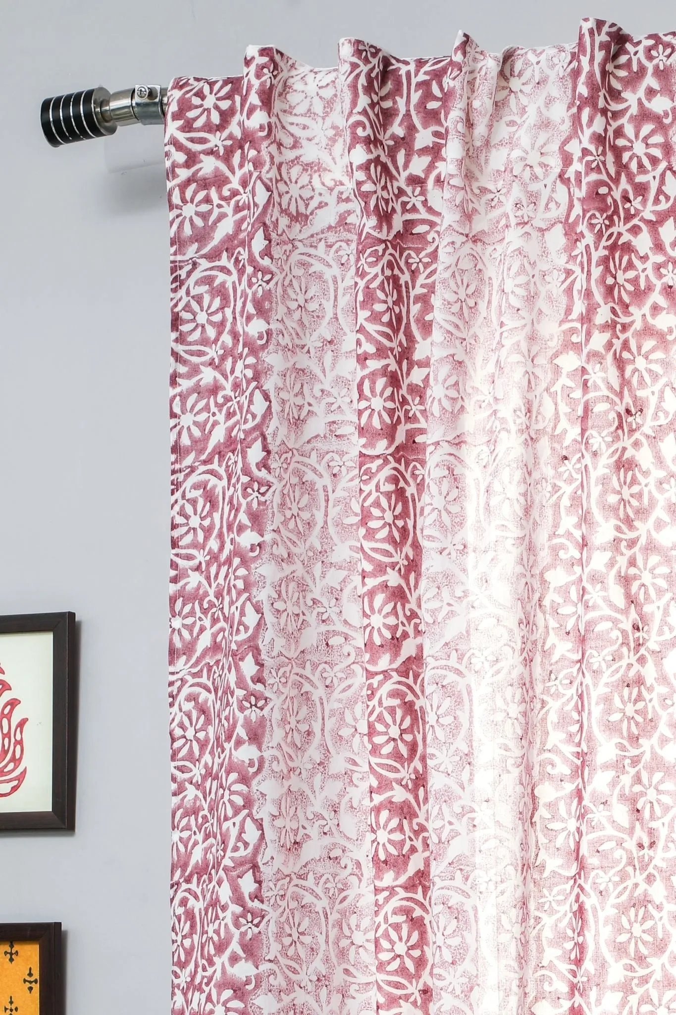 'Heavenly Homeland' Handblock Printed Cotton Window Curtain