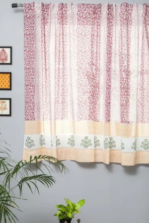 'Heavenly Homeland' Handblock Printed Cotton Window Curtain
