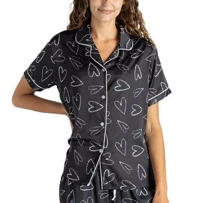 Hello Mello Satin Pajama Top-I Love Sleep