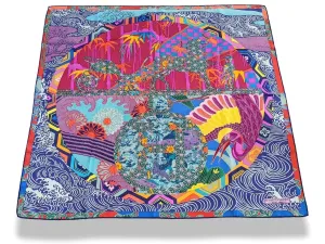 Hermes 2011 Bleu/Fuschia/Jaune EX-LIBRIS EN KIMONOS by Anamorphee Twill 90cm Mint!