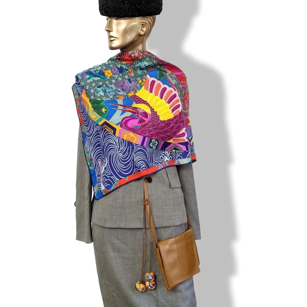 Hermes 2011 Bleu/Fuschia/Jaune EX-LIBRIS EN KIMONOS by Anamorphee Twill 90cm Mint!