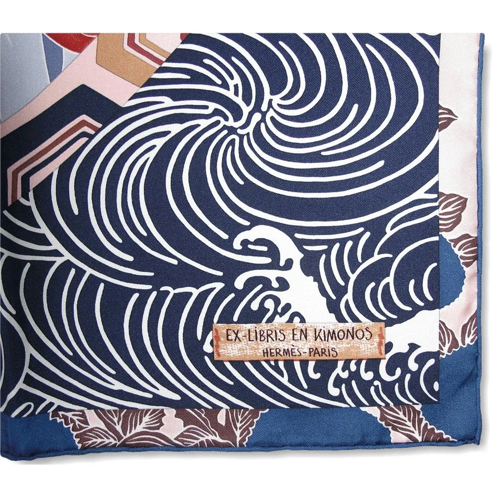 Hermes 2011 cw06 Marine Gris Bleute Briquee Ex-Libris en Kimonos New!
