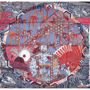 Hermes 2011 cw06 Marine Gris Bleute Briquee Ex-Libris en Kimonos New!