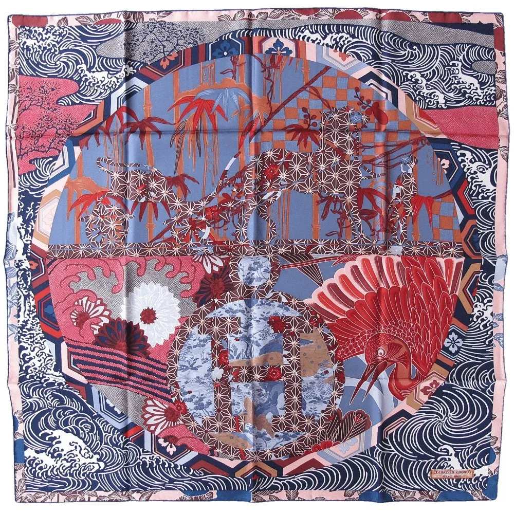 Hermes 2011 cw06 Marine Gris Bleute Briquee Ex-Libris en Kimonos New!