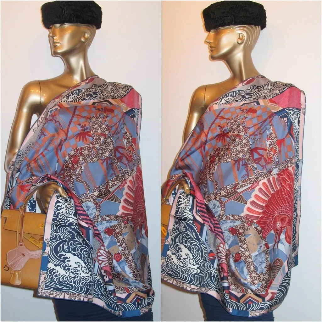 Hermes 2011 cw06 Marine Gris Bleute Briquee Ex-Libris en Kimonos New!
