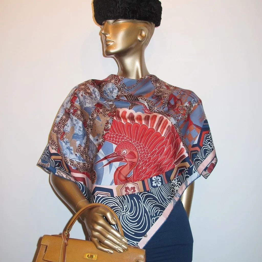 Hermes 2011 cw06 Marine Gris Bleute Briquee Ex-Libris en Kimonos New!
