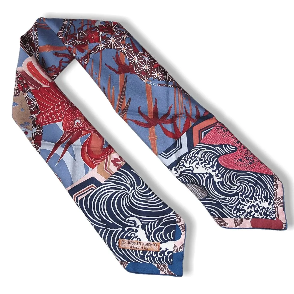 Hermes 2011 cw06 Marine Gris Bleute Briquee Ex-Libris en Kimonos New!