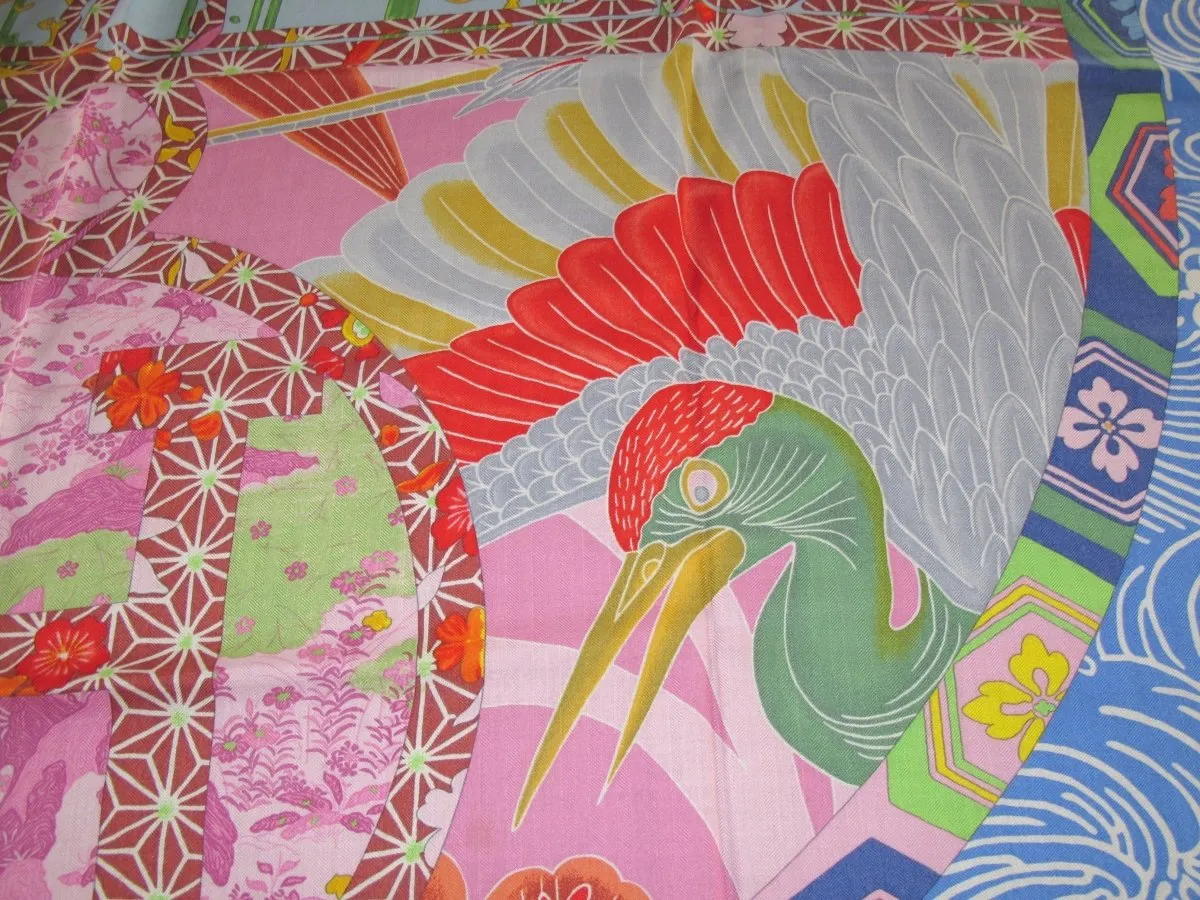 Hermes 2012 Bleu/Vert/Rouge/Rose EX-LIBRIS EN KIMONOS Cashmere Shawl 140 MInt!