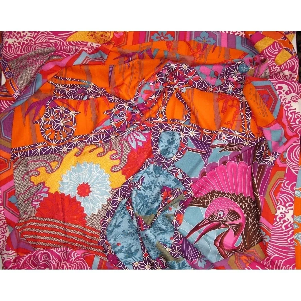 Hermes 2012 cw01 Capucine/Fuchsia Ex-Libris en Kimonos Cashmere Shawl 140