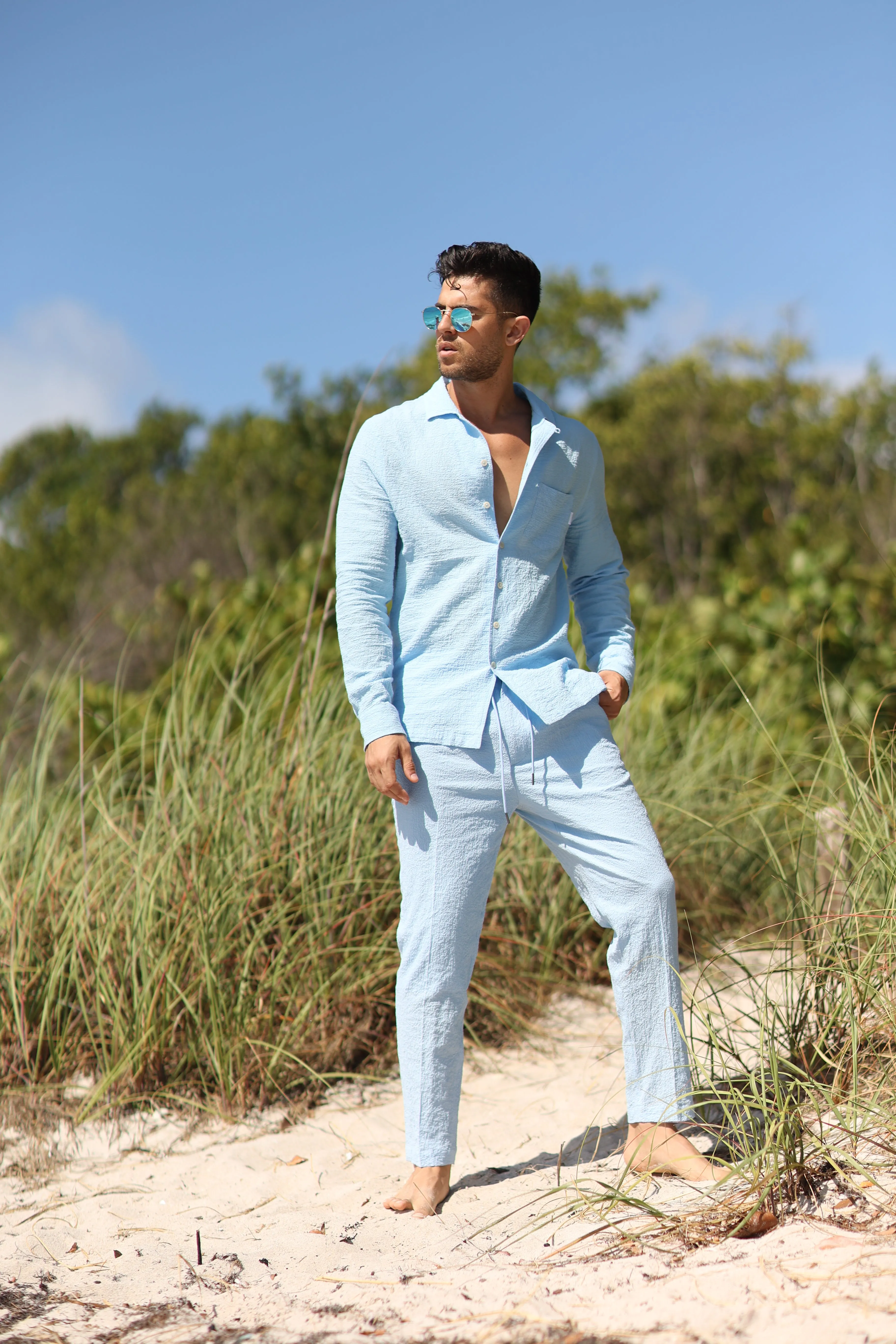 IBIZA BABY BLUE SEERSUCKER PANTS