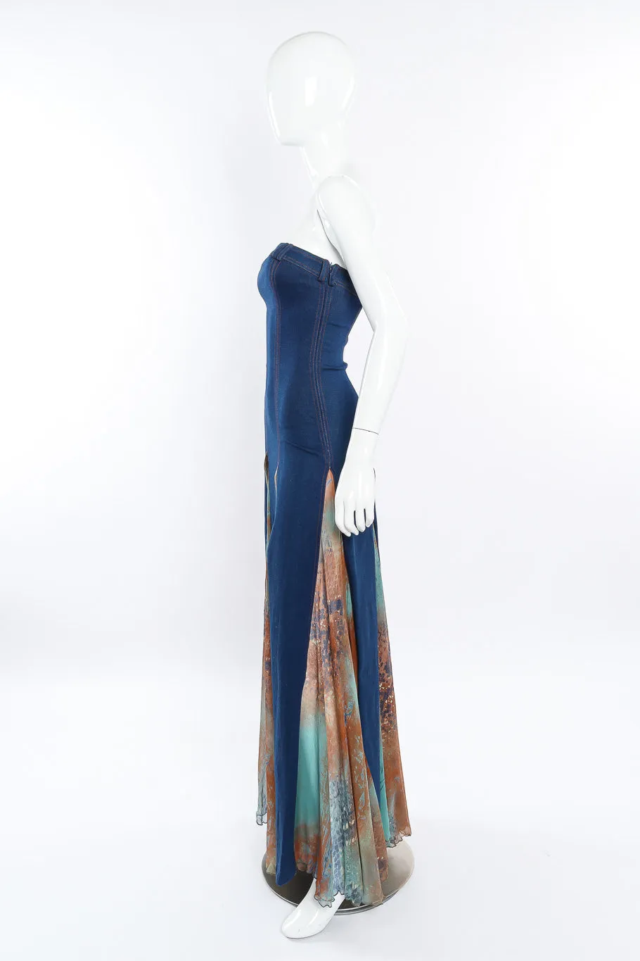 Indigo Denim Strapless Dress