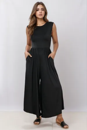 Infinitely Chic Sleeveless Black Wide Leg Jumpsuit