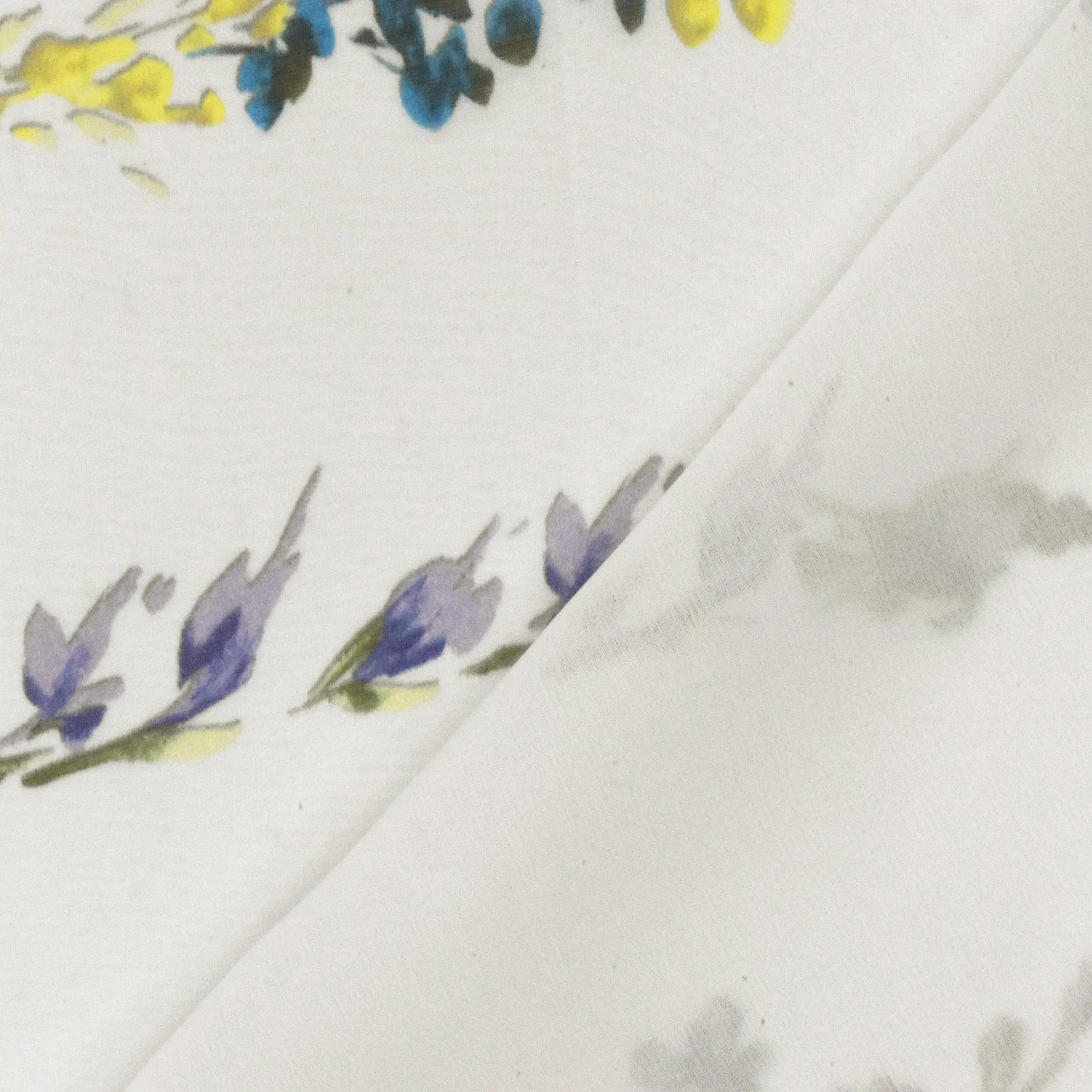 Ivory-Garden-Multi Floral Border Printed Silk Chiffon Fabric