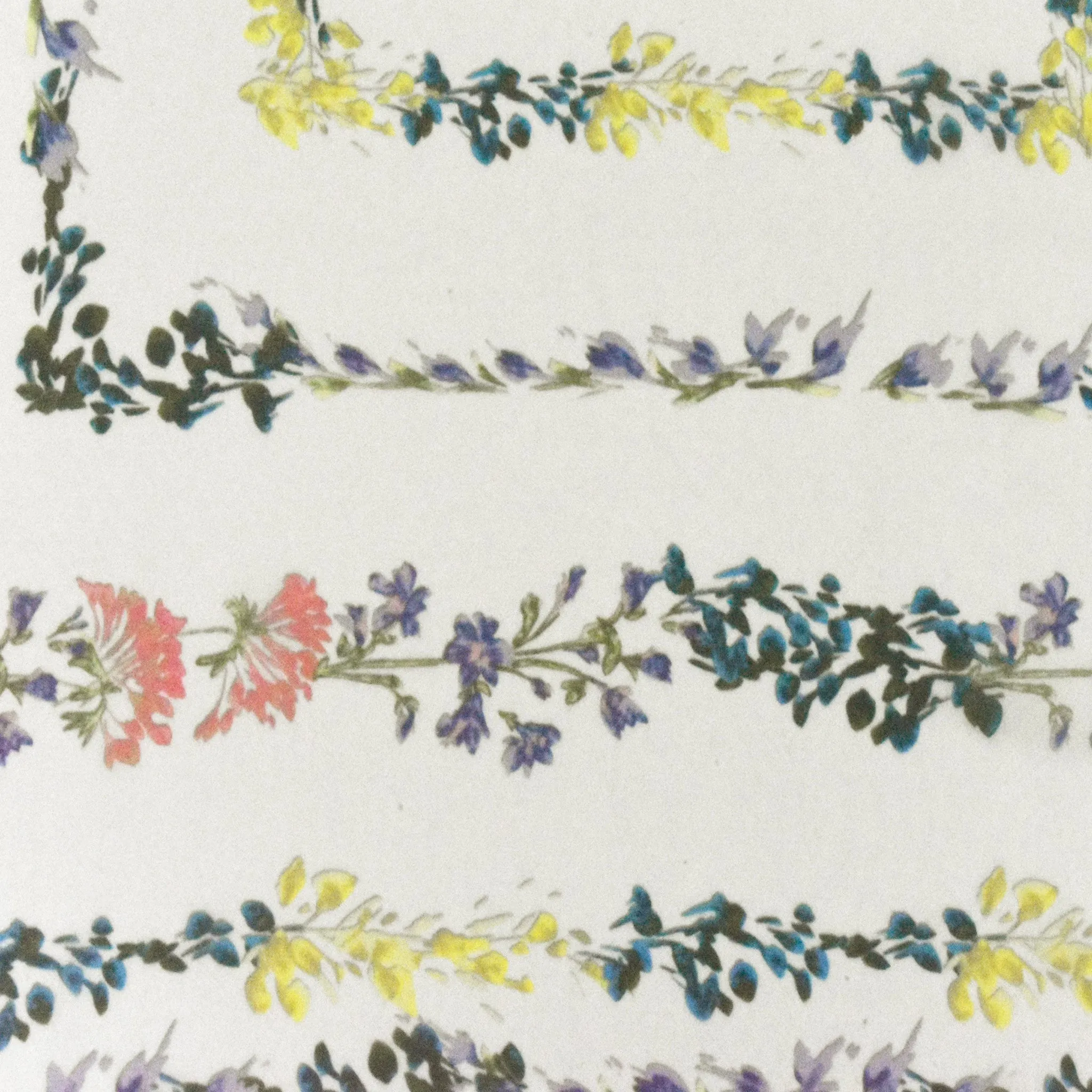 Ivory-Garden-Multi Floral Border Printed Silk Chiffon Fabric