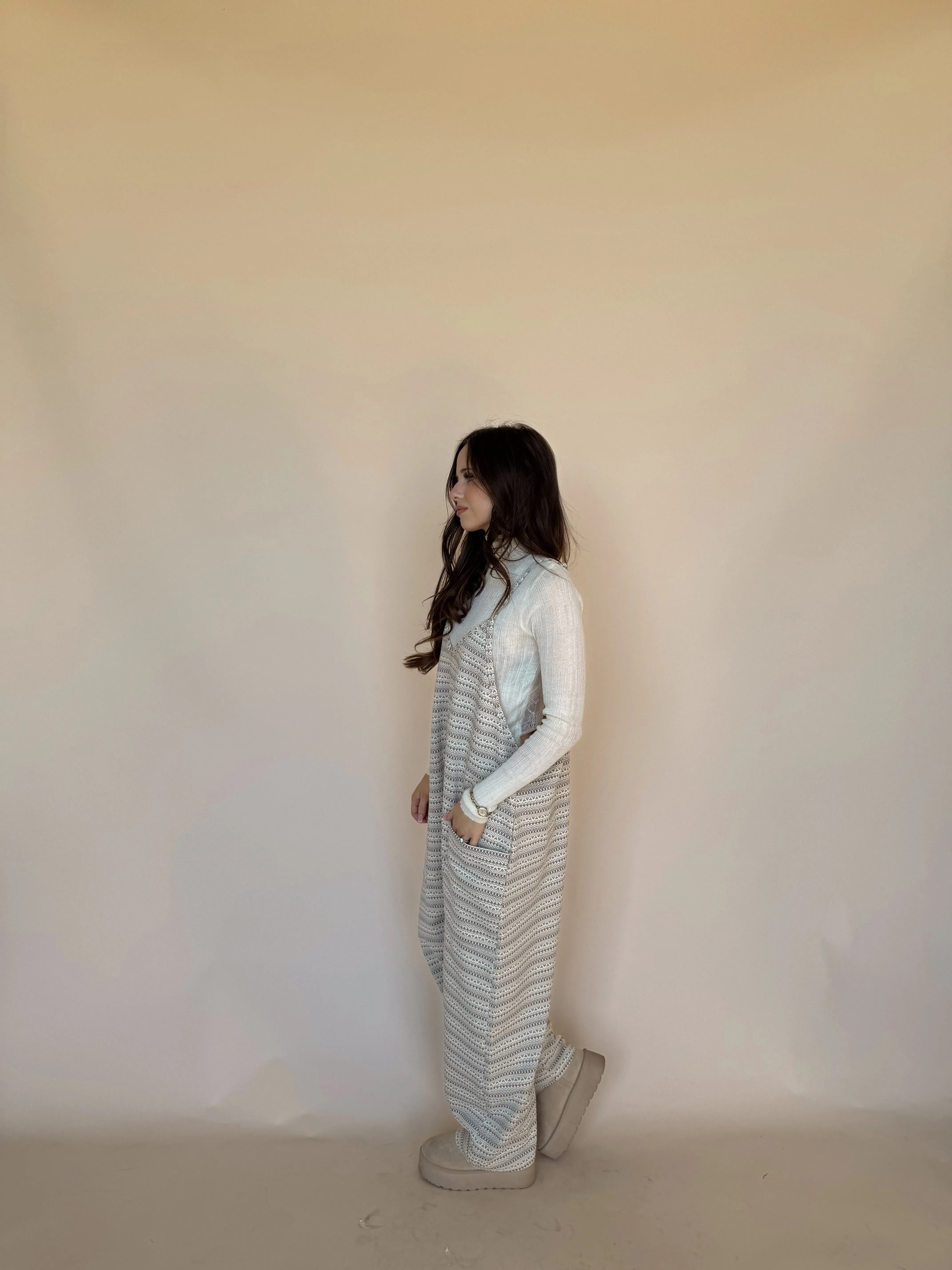 Jacquard Gray Knit Overall