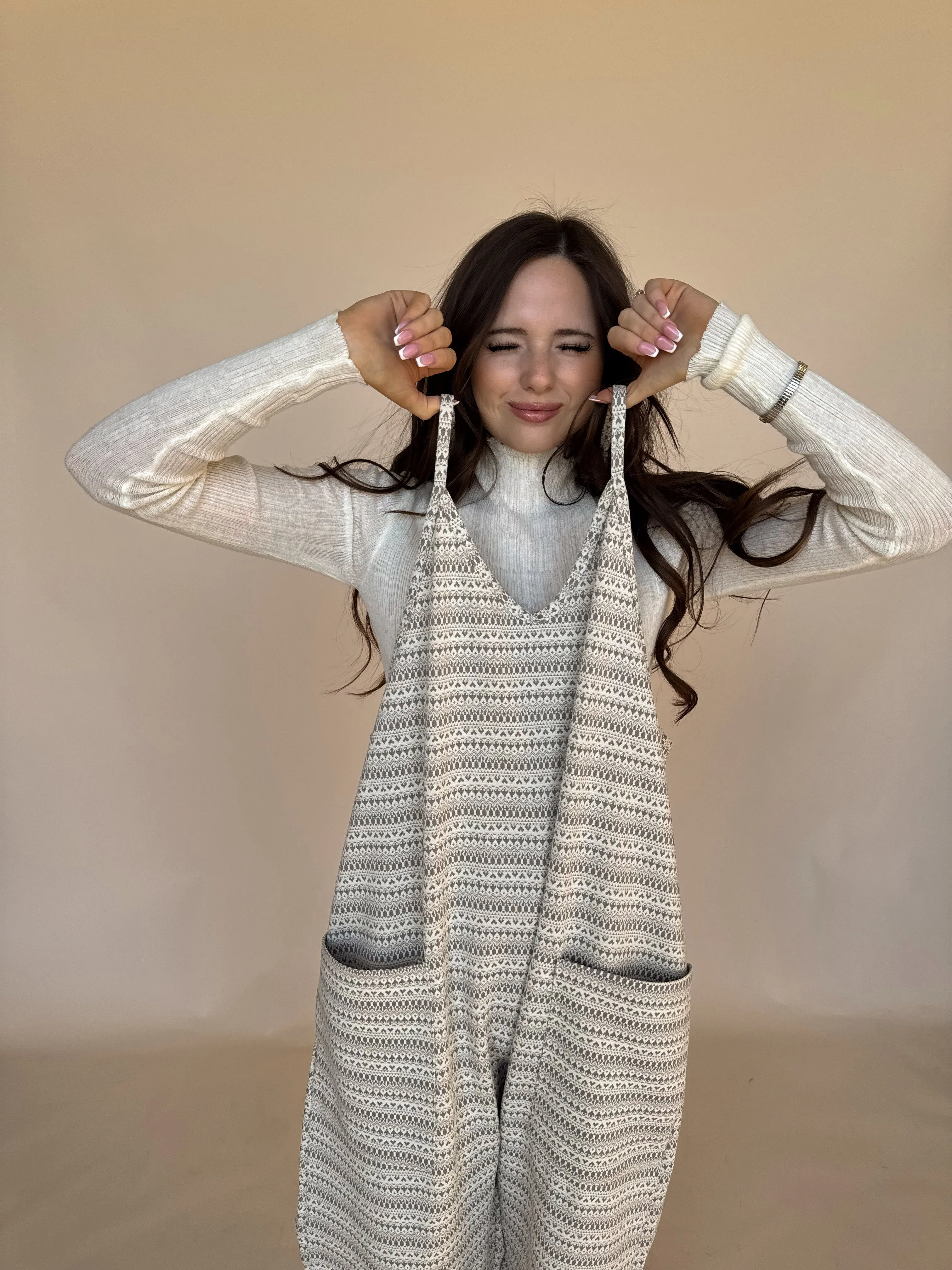 Jacquard Gray Knit Overall