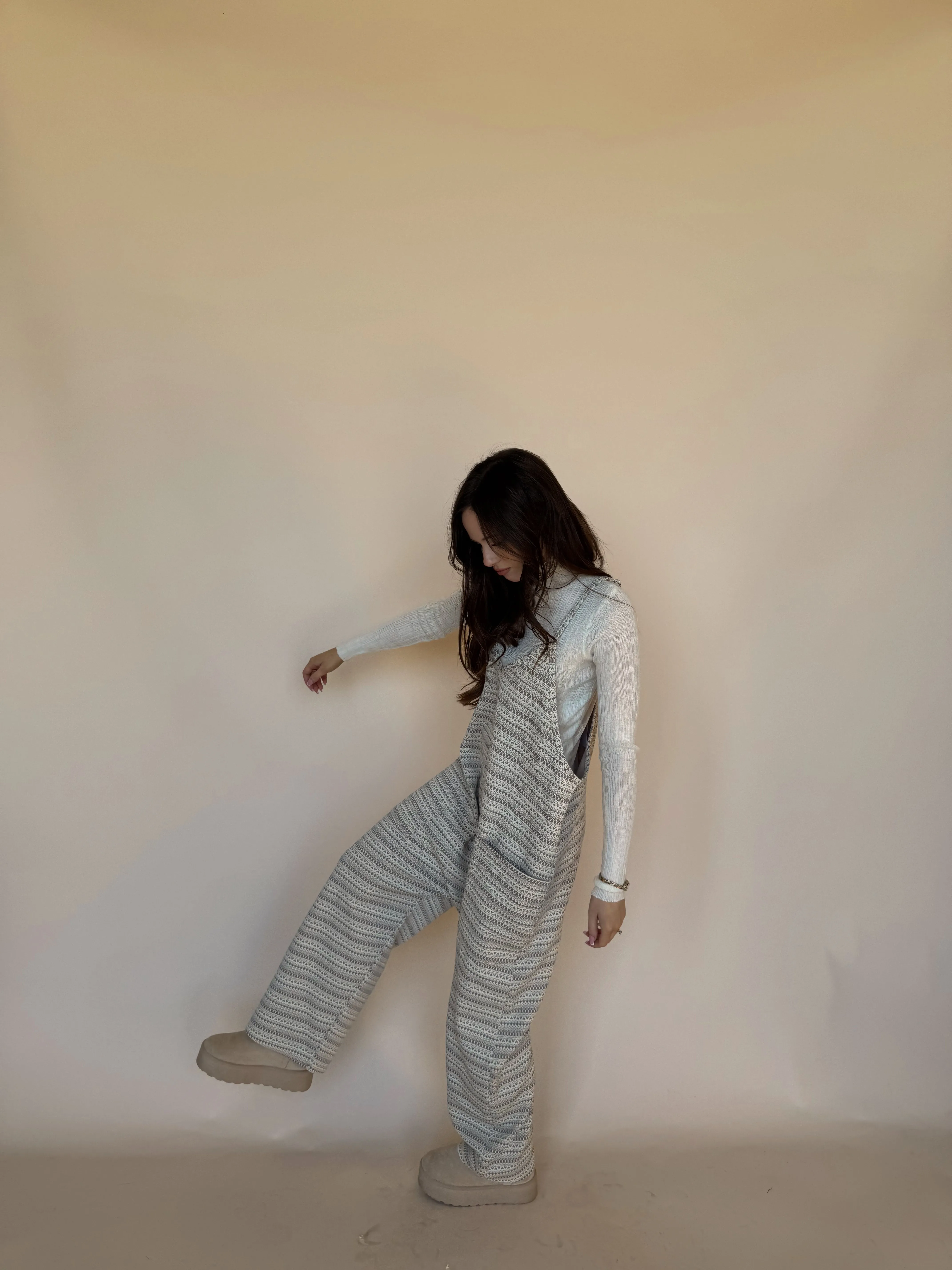 Jacquard Gray Knit Overall