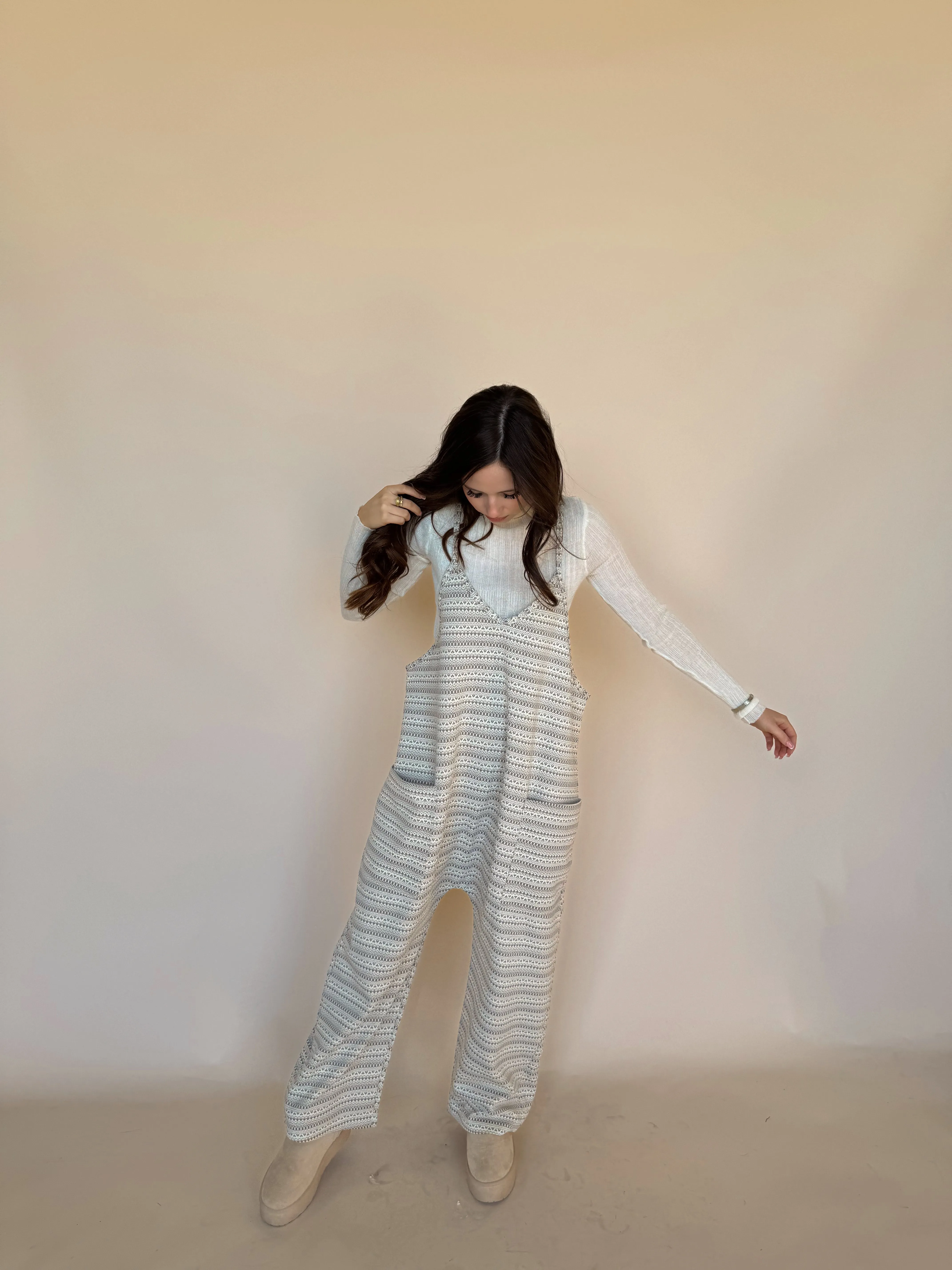 Jacquard Gray Knit Overall