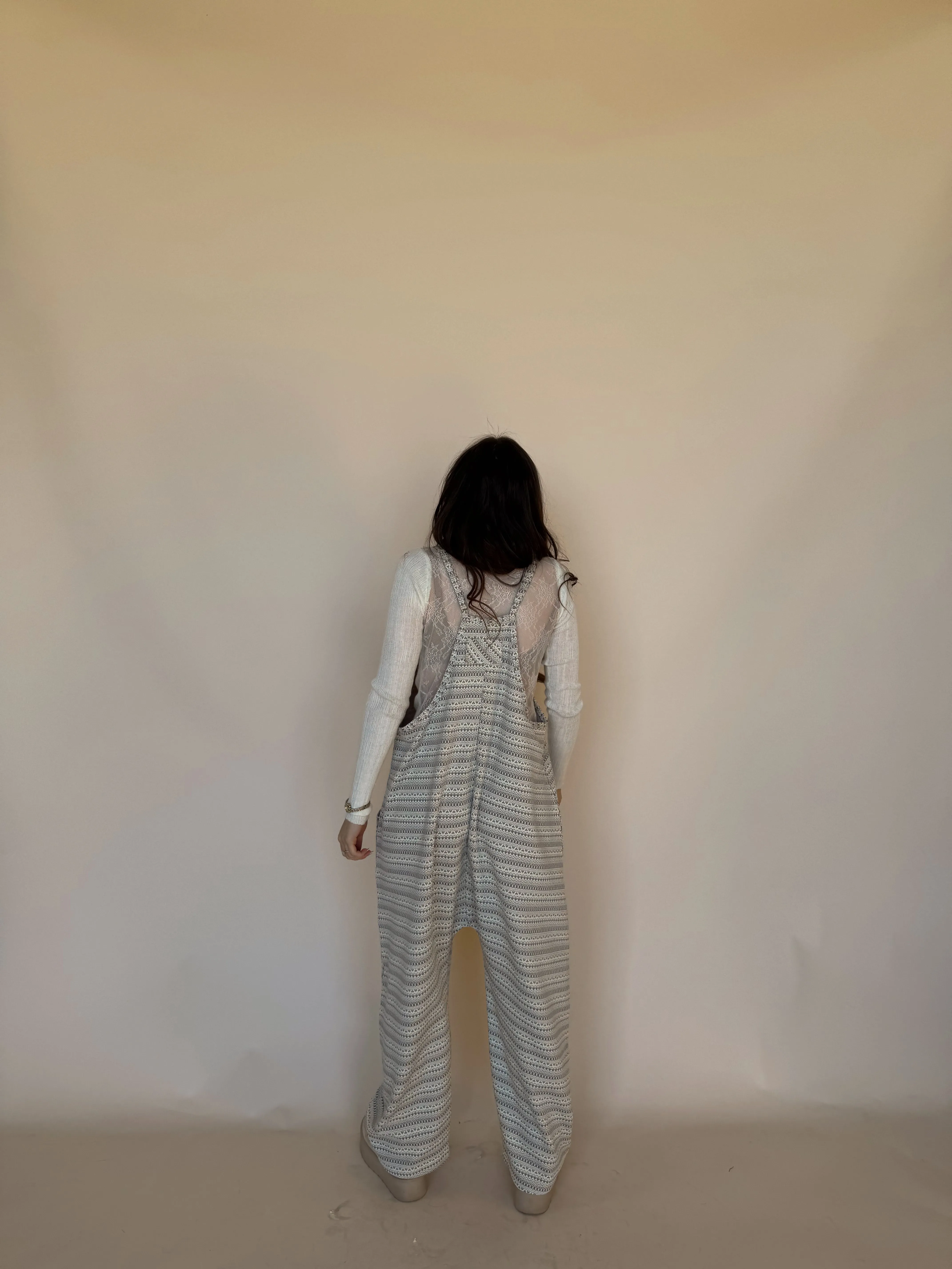 Jacquard Gray Knit Overall