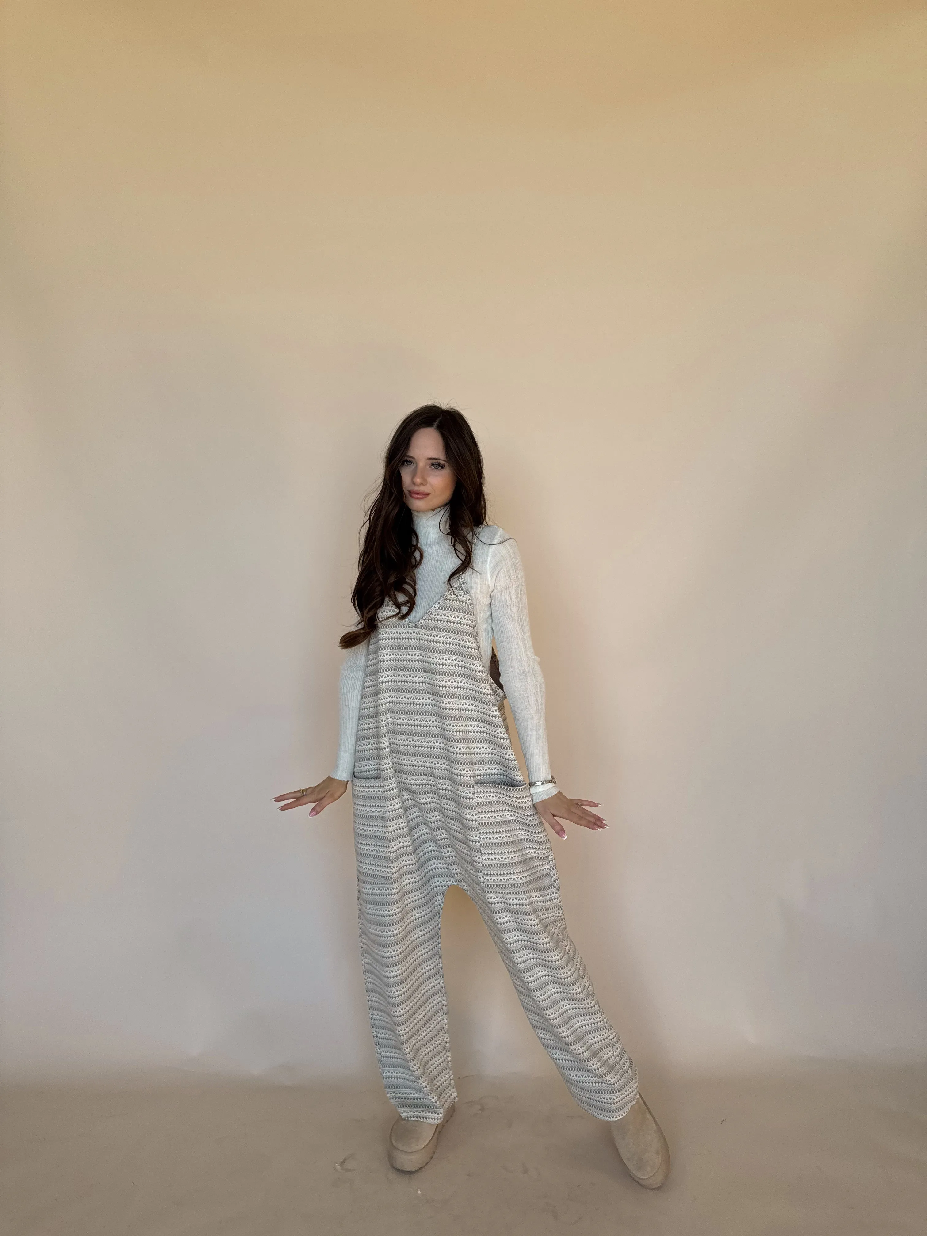 Jacquard Gray Knit Overall