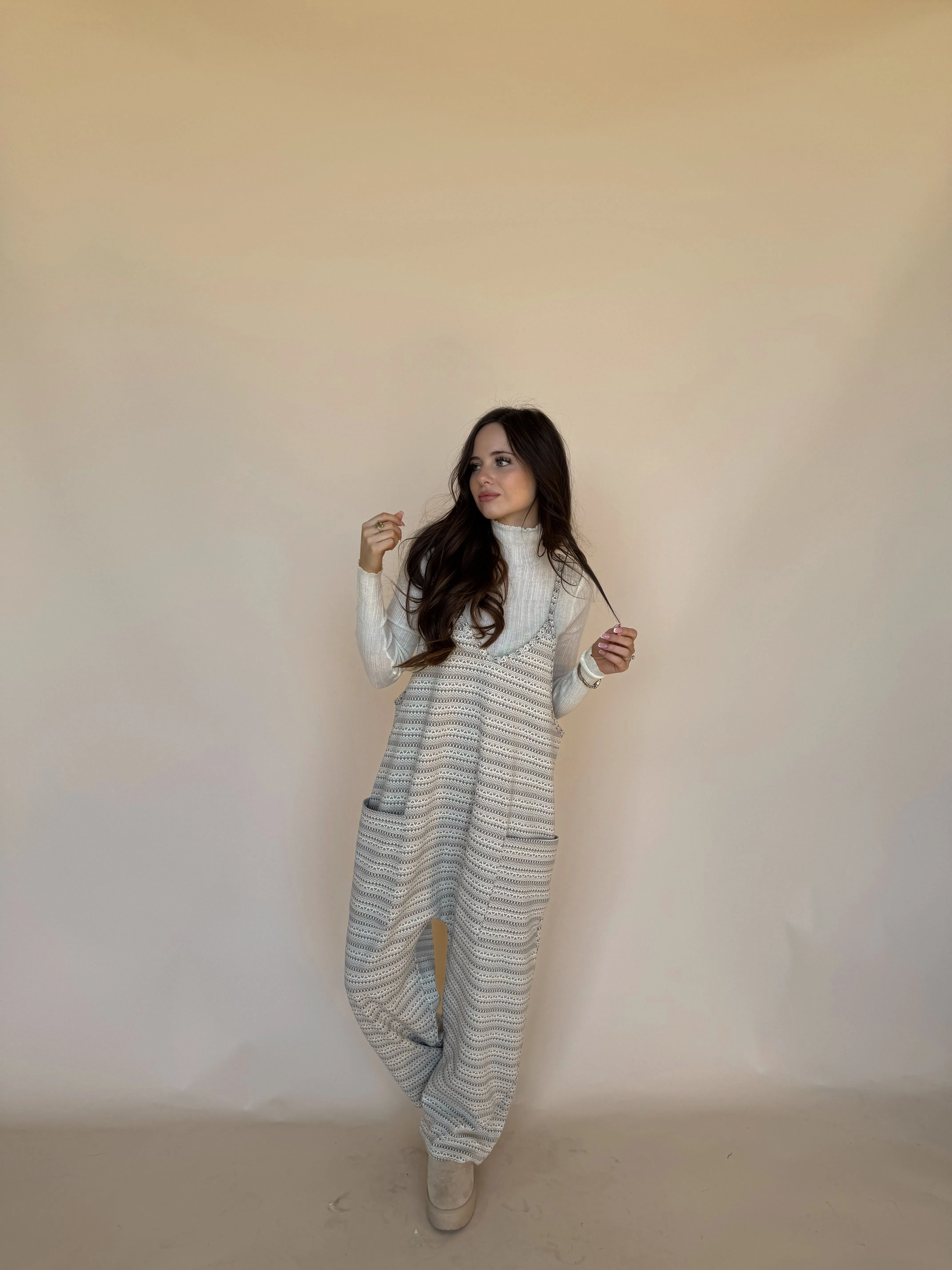 Jacquard Gray Knit Overall