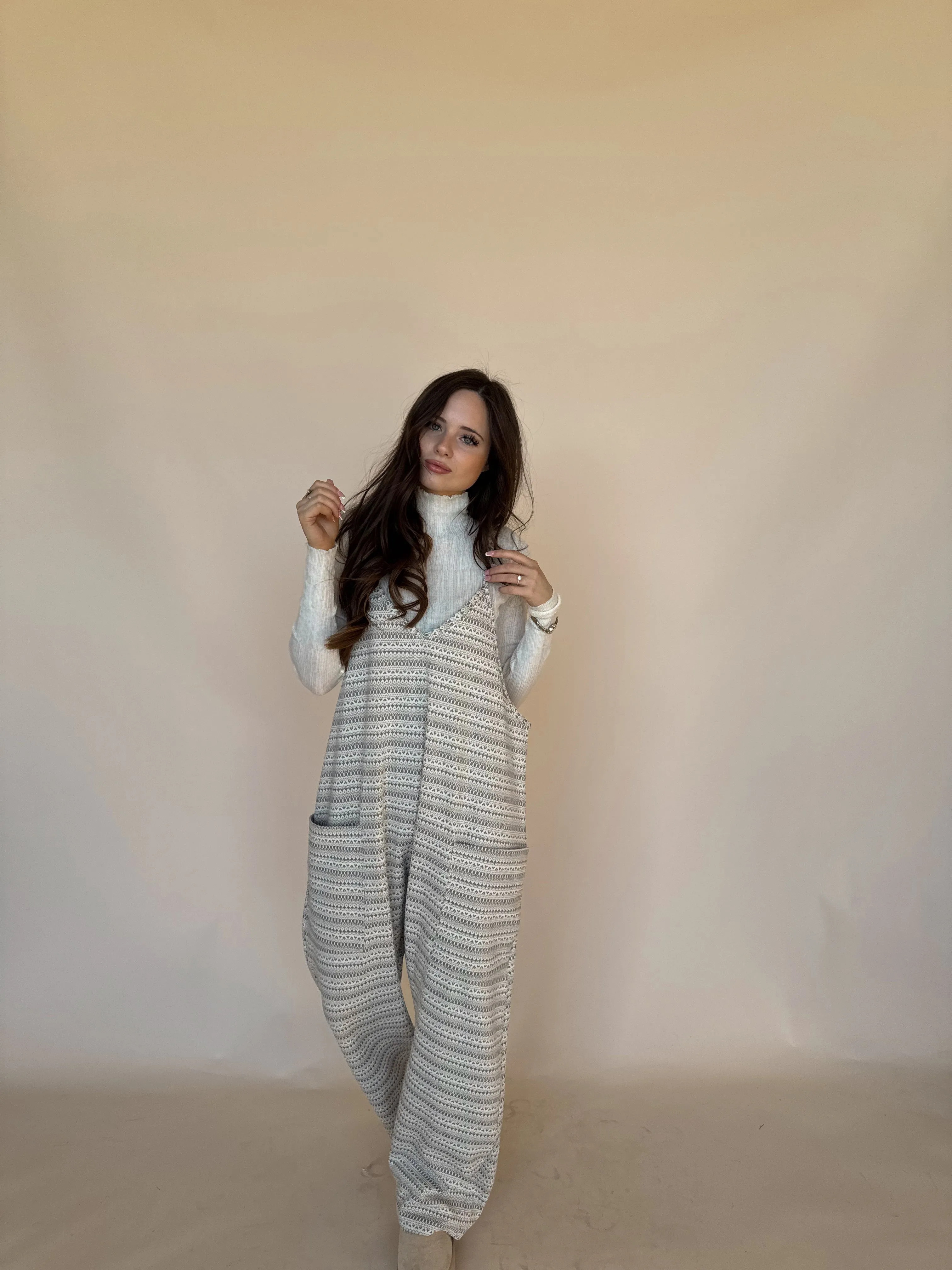 Jacquard Gray Knit Overall