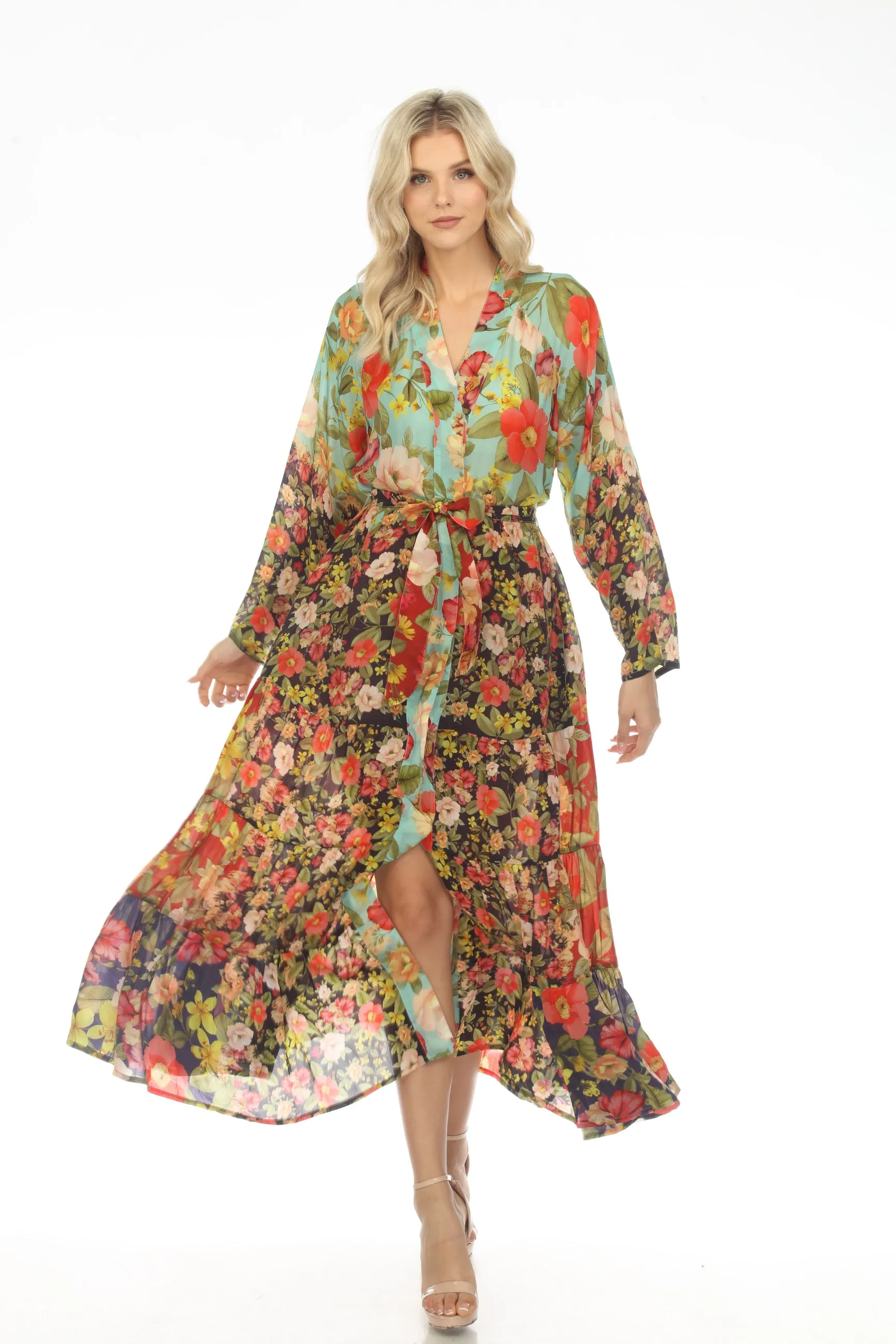 Johnny Was Burke Floral Belted Maxi Kimono Boho Chic C44922