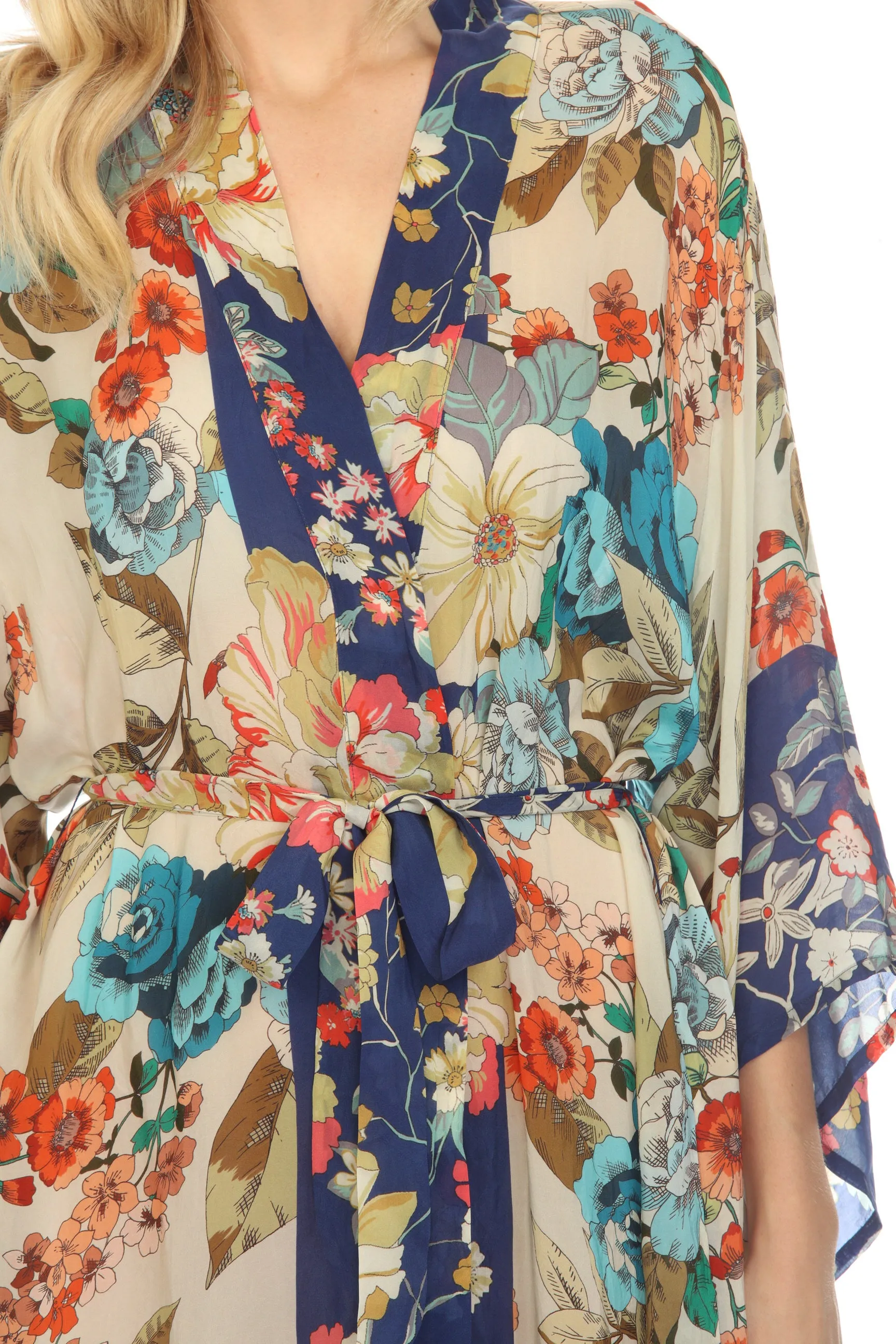 Johnny Was Emma Astrid Floral Print Waist Tie Kimono Boho Chic C41722B6