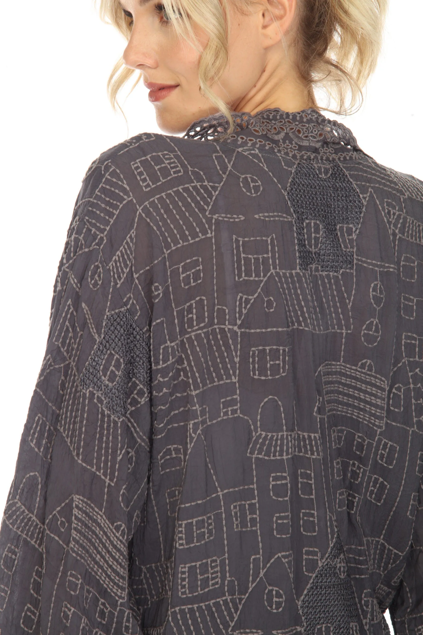 Johnny Was Graphite Grey House Ecaterina Kimono Boho Chic C45523