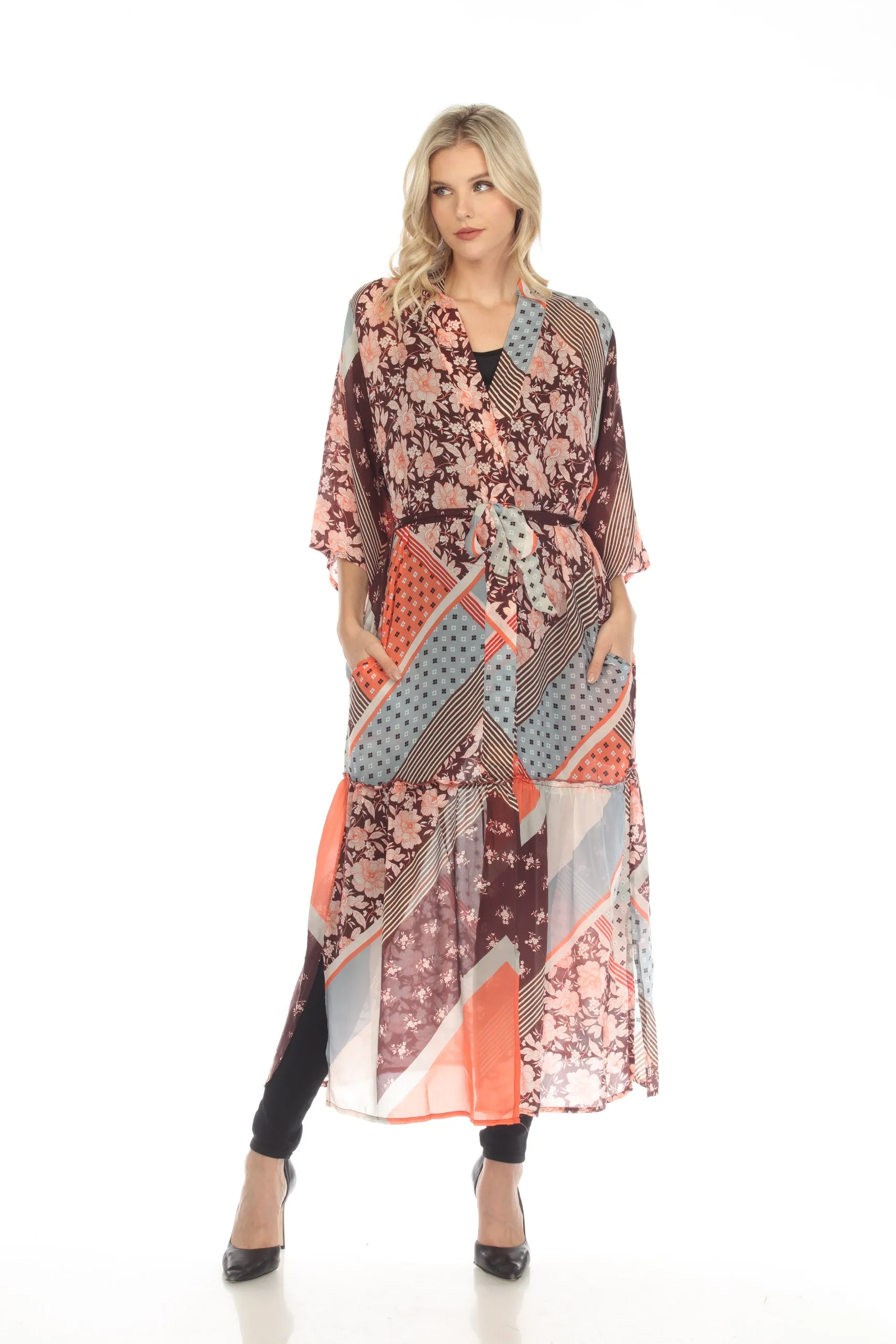 Johnny Was Roslyn Astrid Floral Belted Long Kimono Boho Chic C41722A6