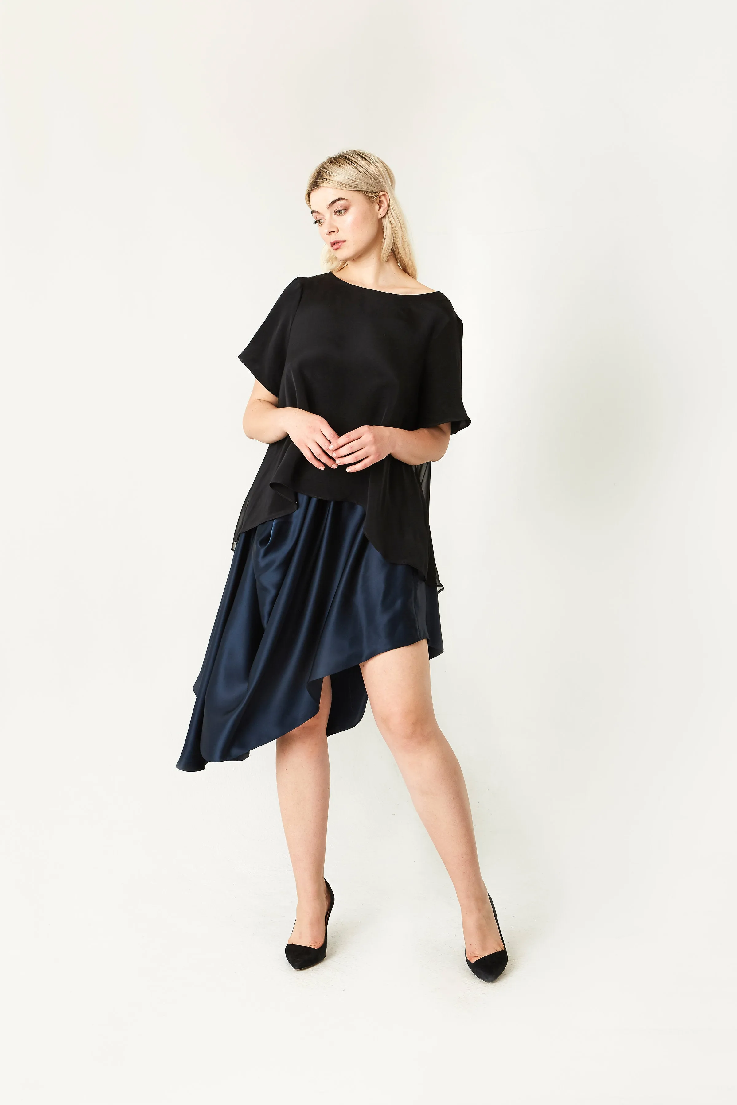 Justina Flounce Silk Top