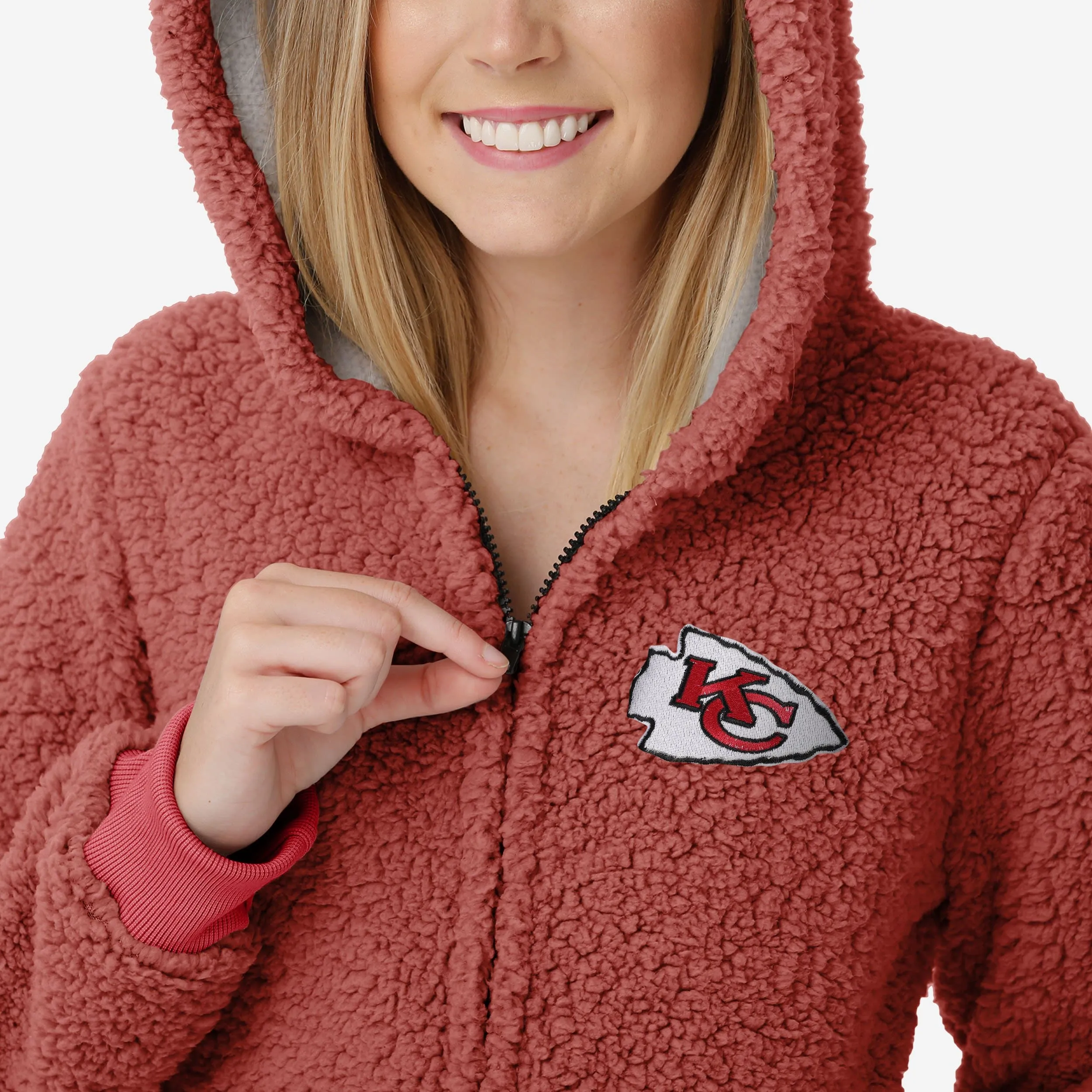 Kansas City Chiefs Womens Sherpa One Piece Pajamas