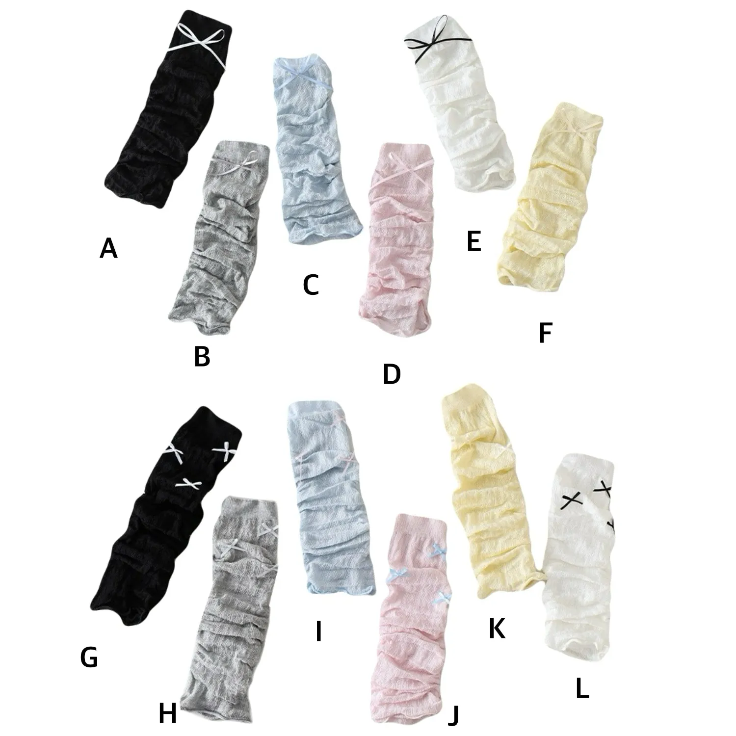 Kawaii Bow Knit Leg Warmers Japanese JK Style Sheer Mesh Long Socks for Girls