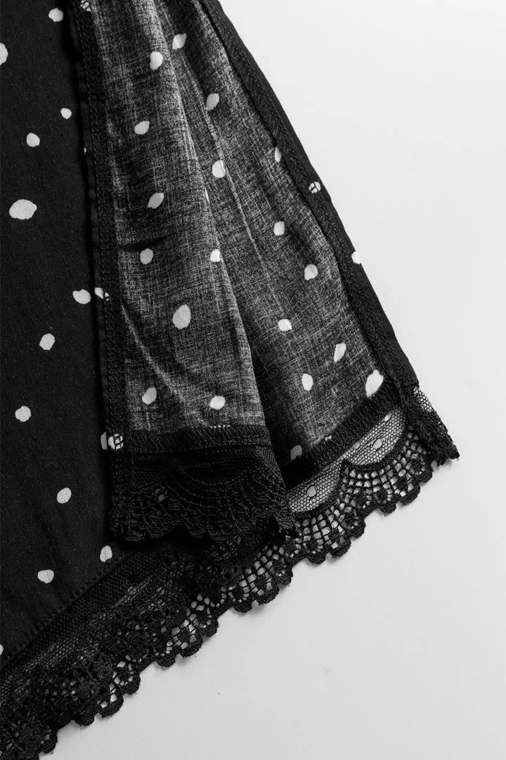 Kris Oversized Dress - Black w/White dots