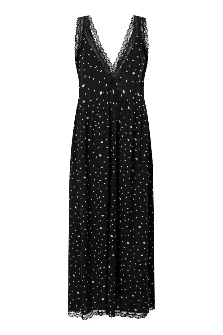 Kris Oversized Dress - Black w/White dots