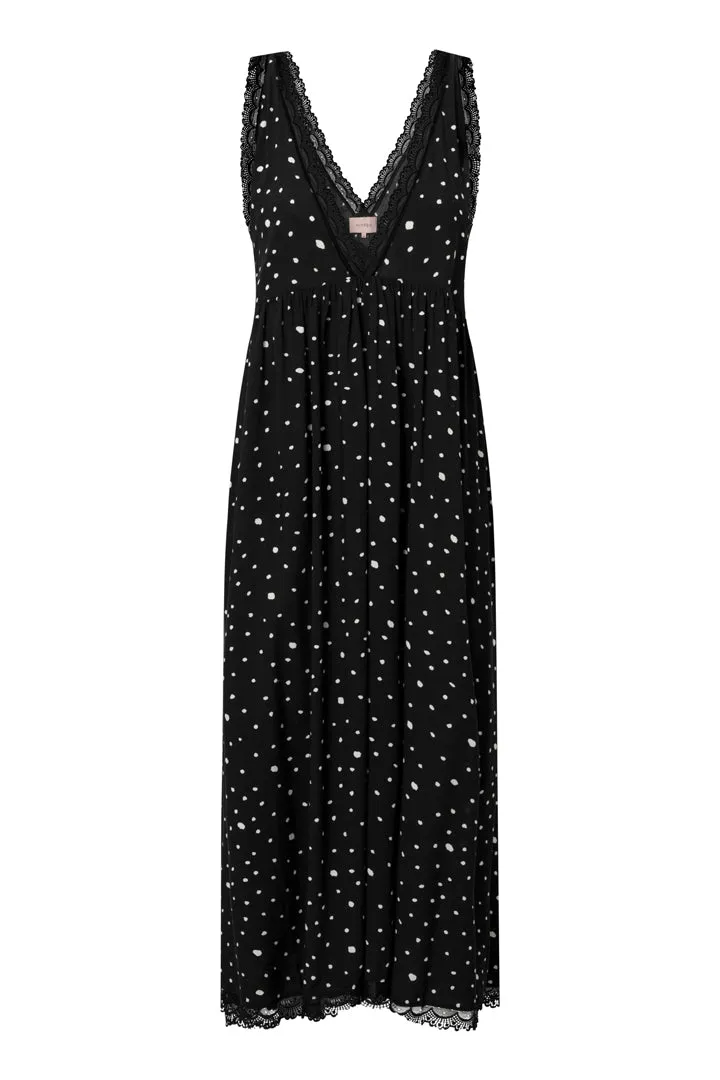 Kris Oversized Dress - Black w/White dots