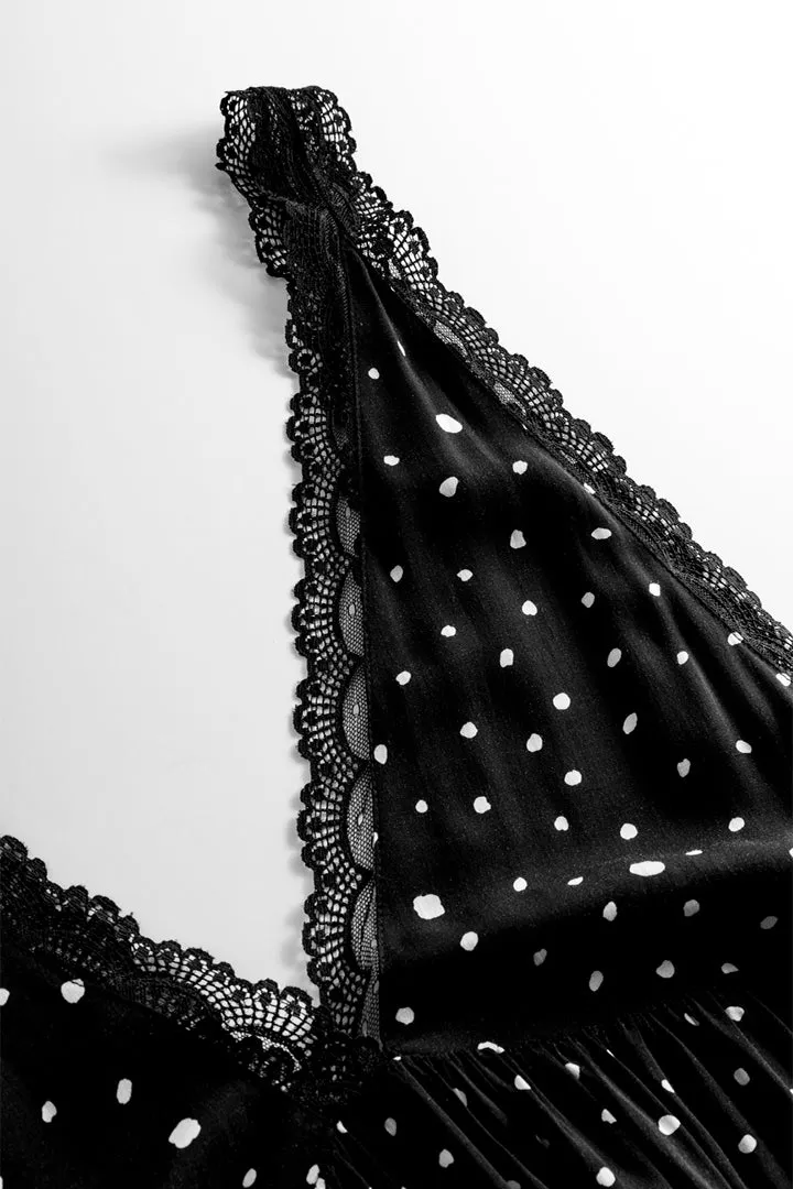 Kris Oversized Dress - Black w/White dots