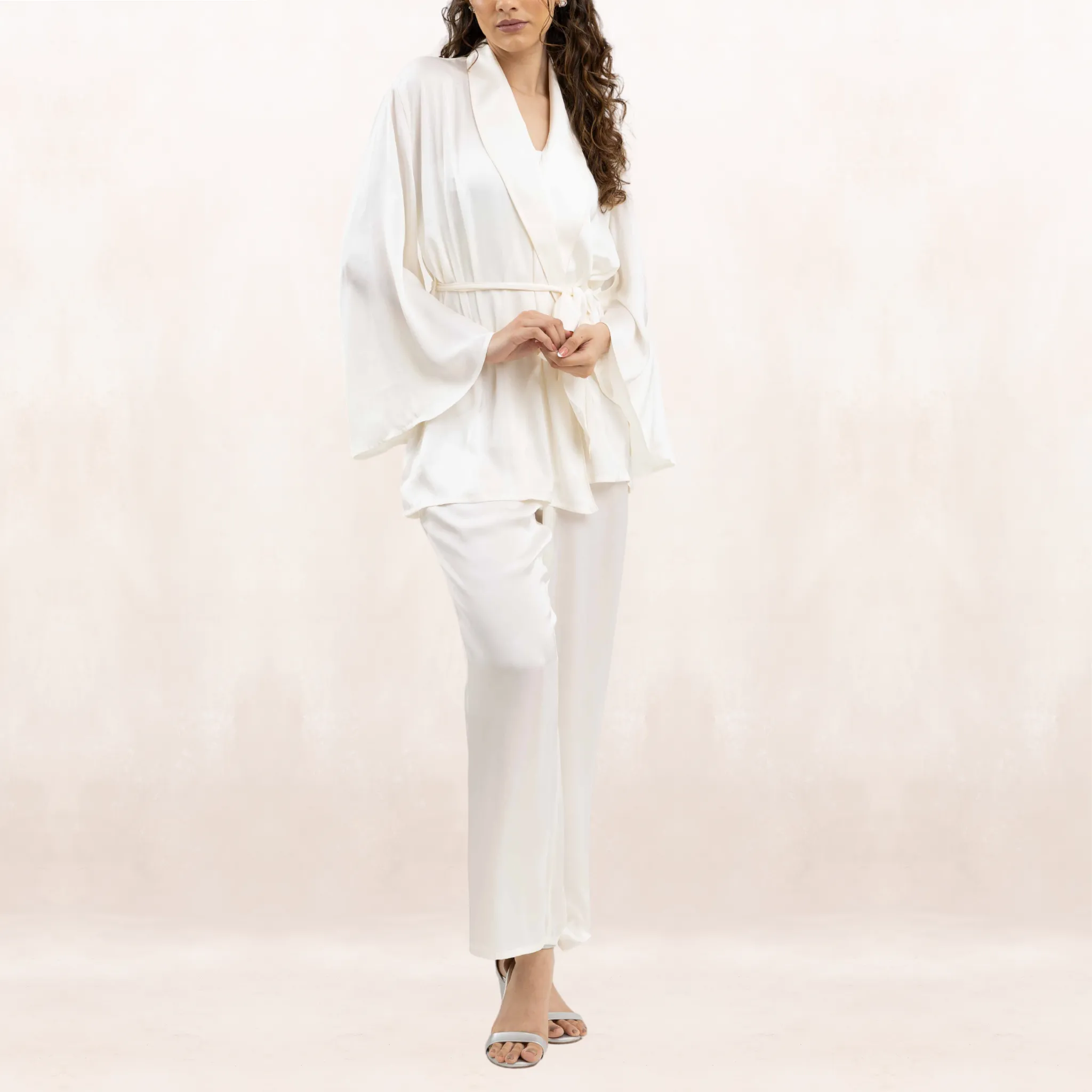 LADIES SATIN ROBE PJ SET