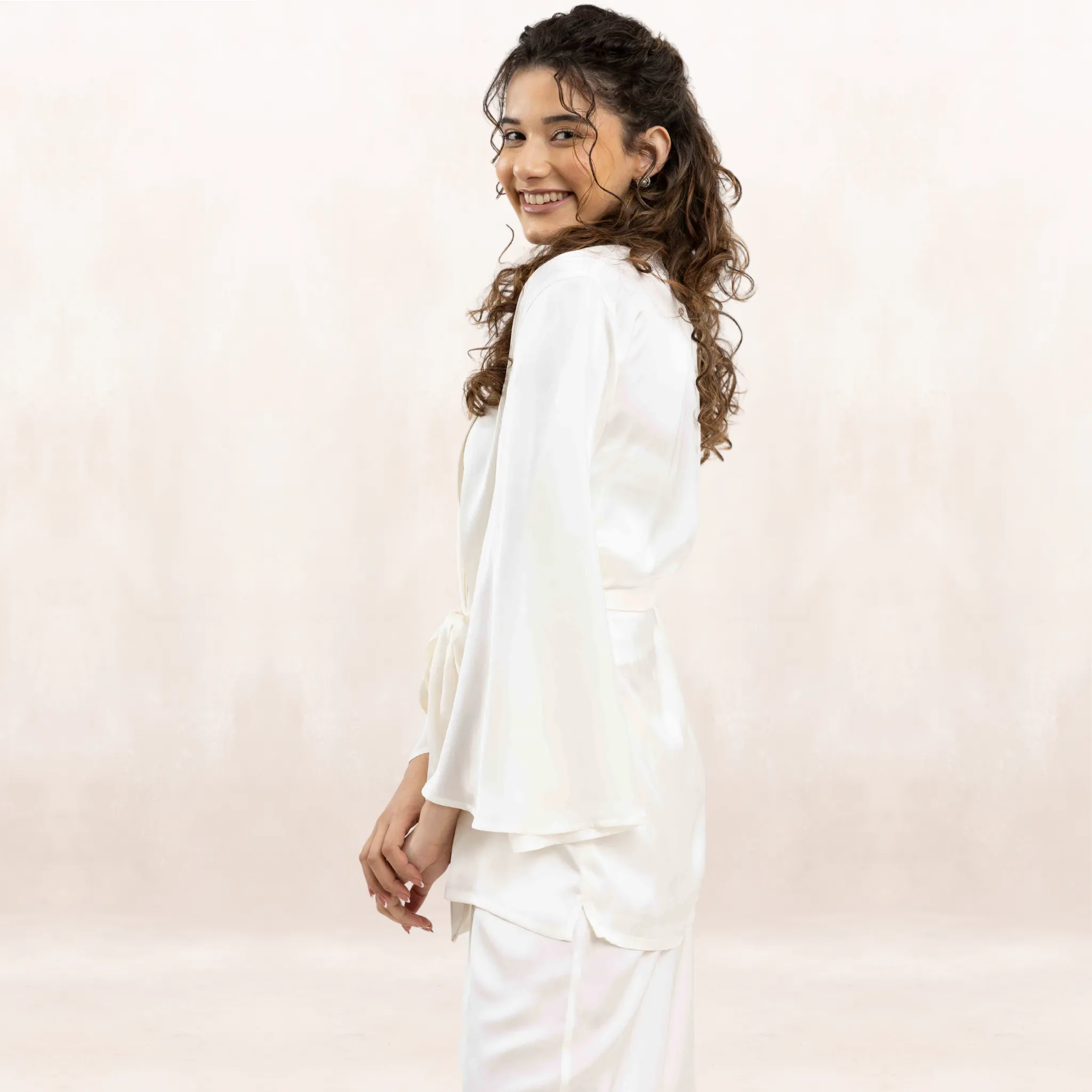 LADIES SATIN ROBE PJ SET