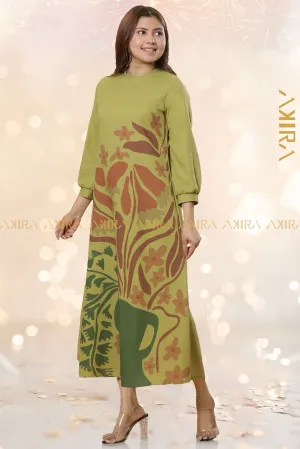 Larimar Greenish Dress | Kaftan, Bohemian Dress, Floral Dress, Boho Maxi Dress