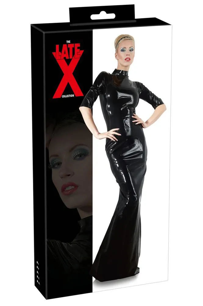 LATE-X Long Black Latex Dress