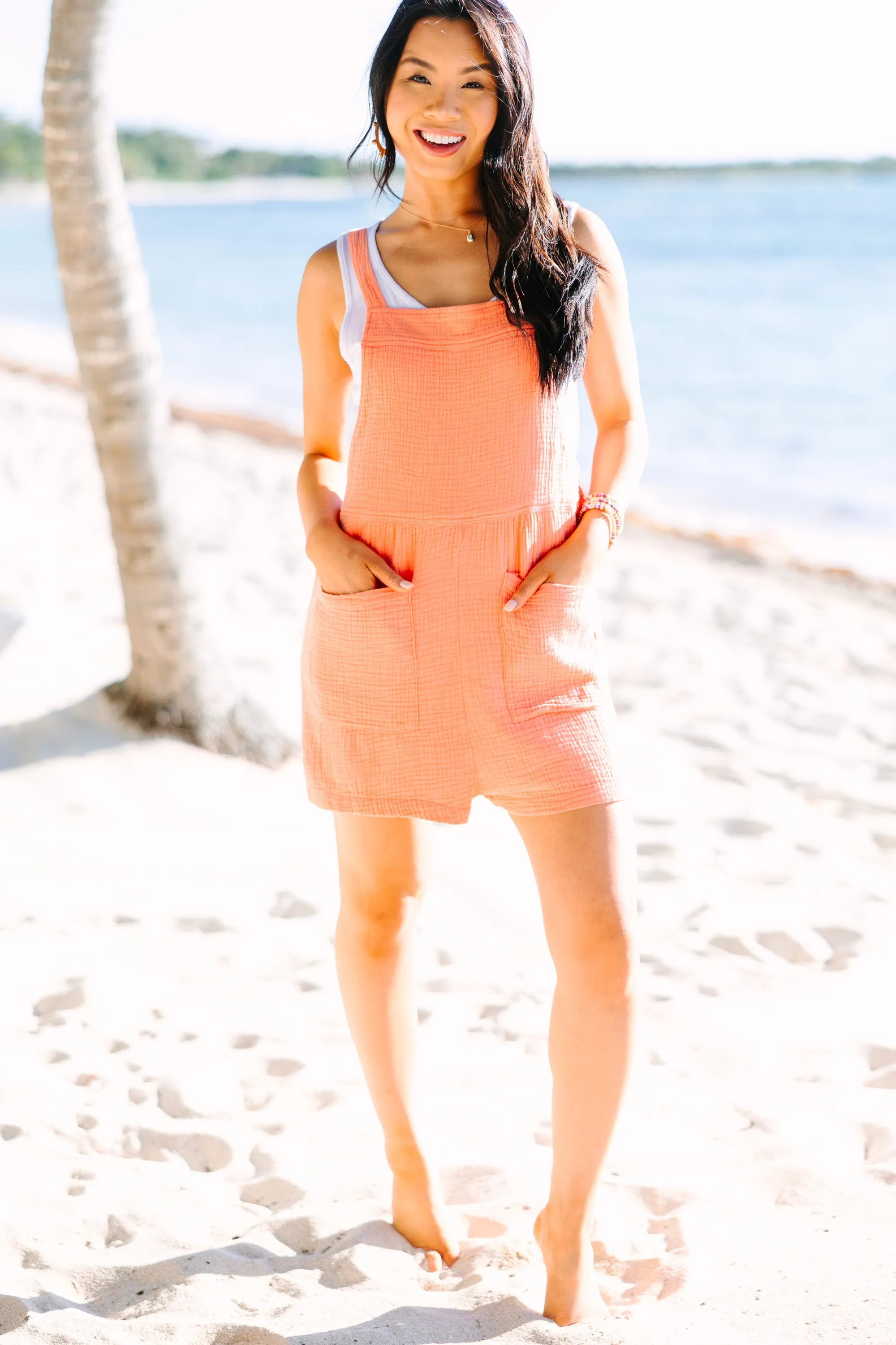 Let It All Go Burnt Orange Cotton Overalls