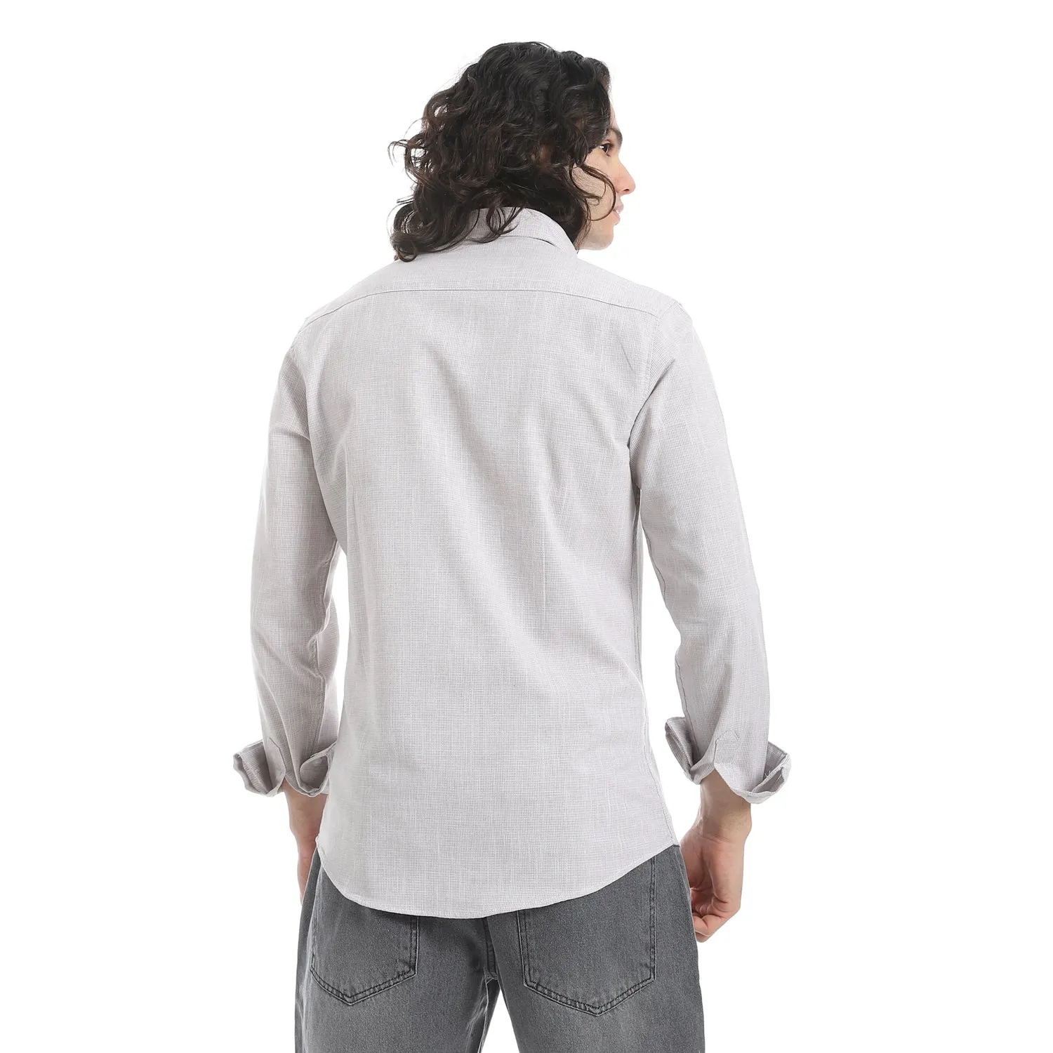 Light_Grey_Turn_Down_Collar_Plain_Shirt