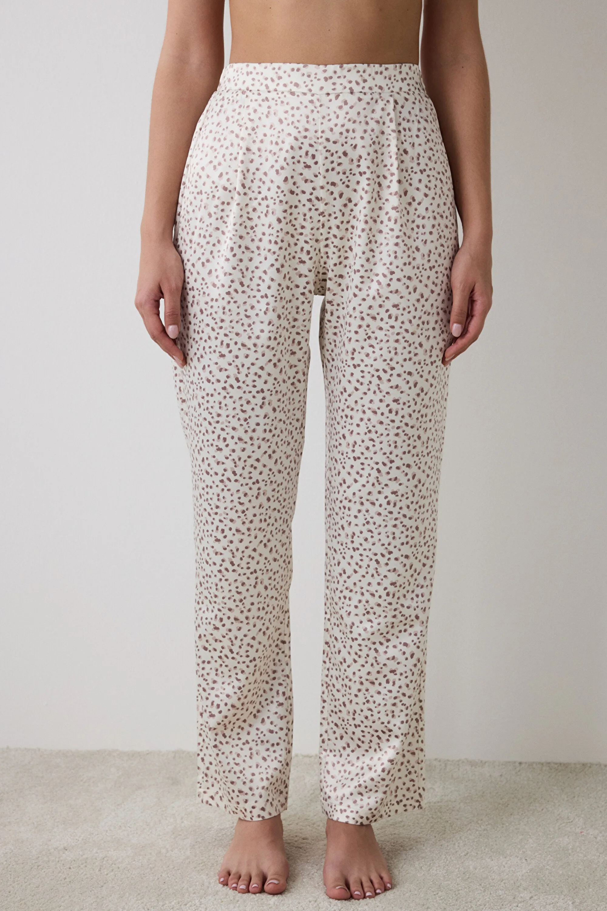 Lilah Satin Ecru Trousers