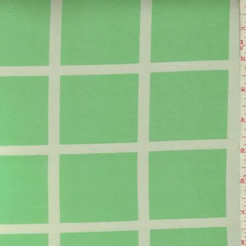 Lime Windowpane Polyester Fabric
